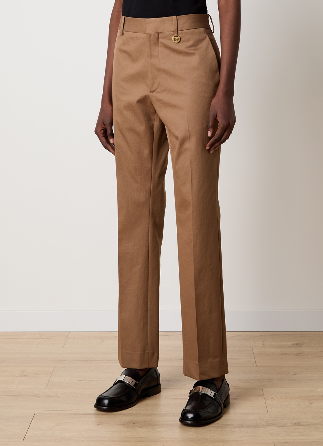 Burberry High waist straight fit chino met steekzakken - detail lichtbruin