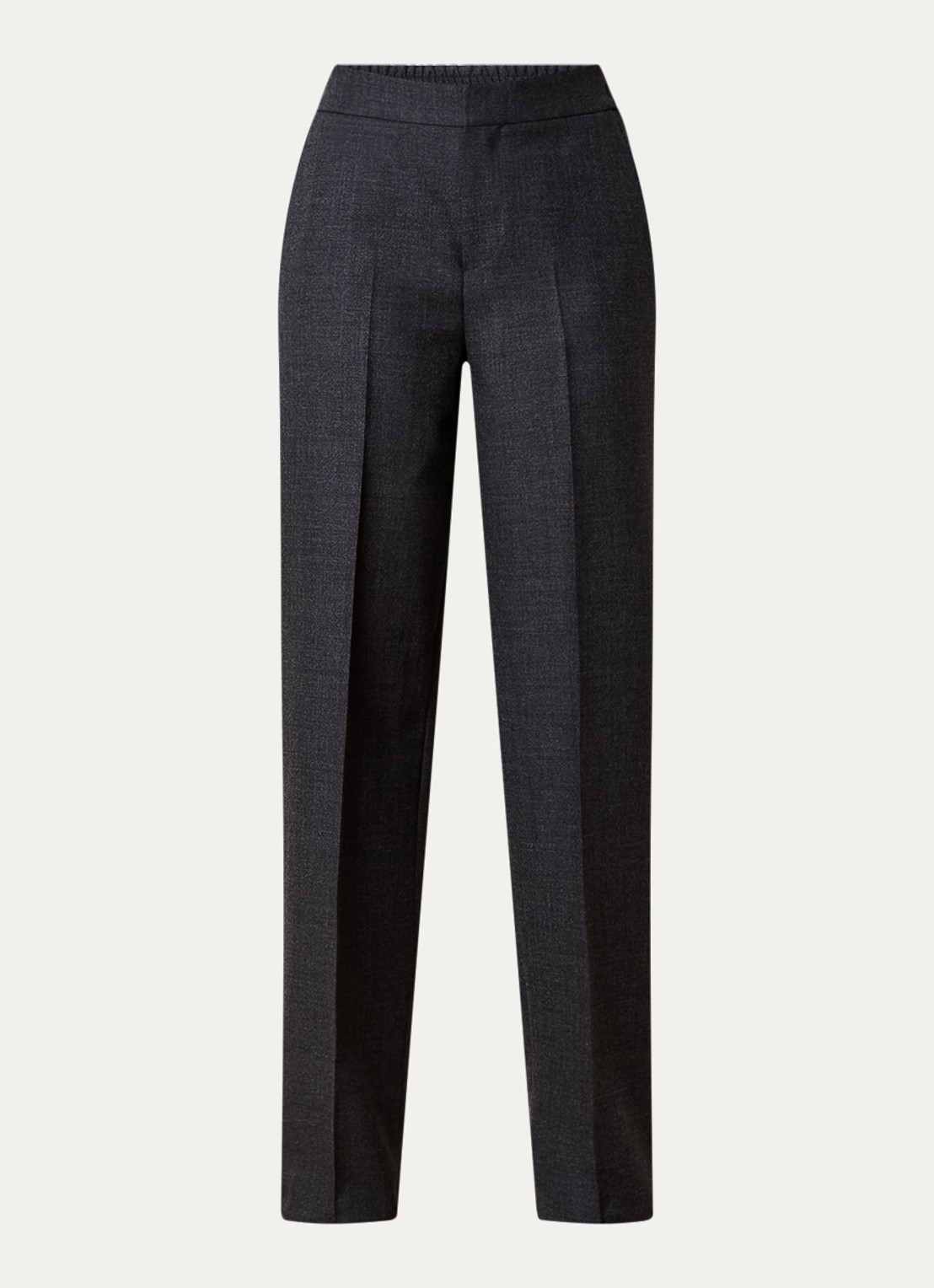 Burberry High waist straight fit pantalon van wol met steekzakken - voorkant 3 antraciet