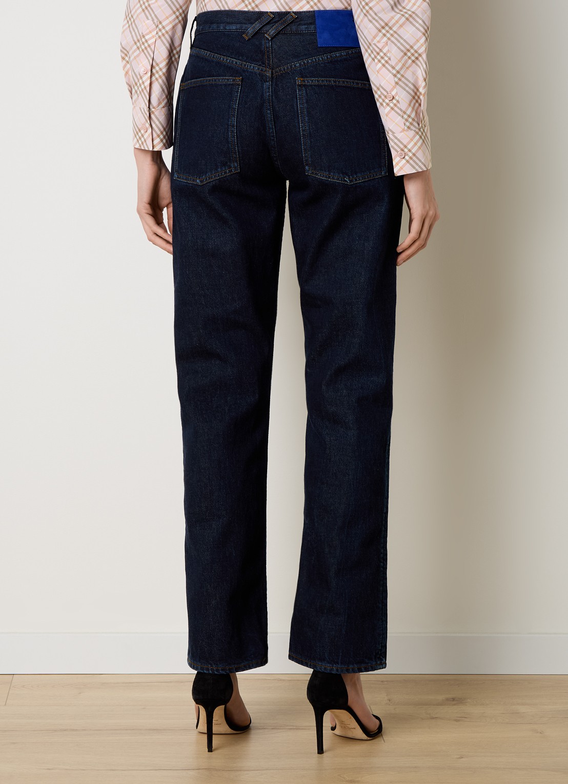 Burberry High waist straight leg jeans met steekzakken - achterkant 6 donkerblauw