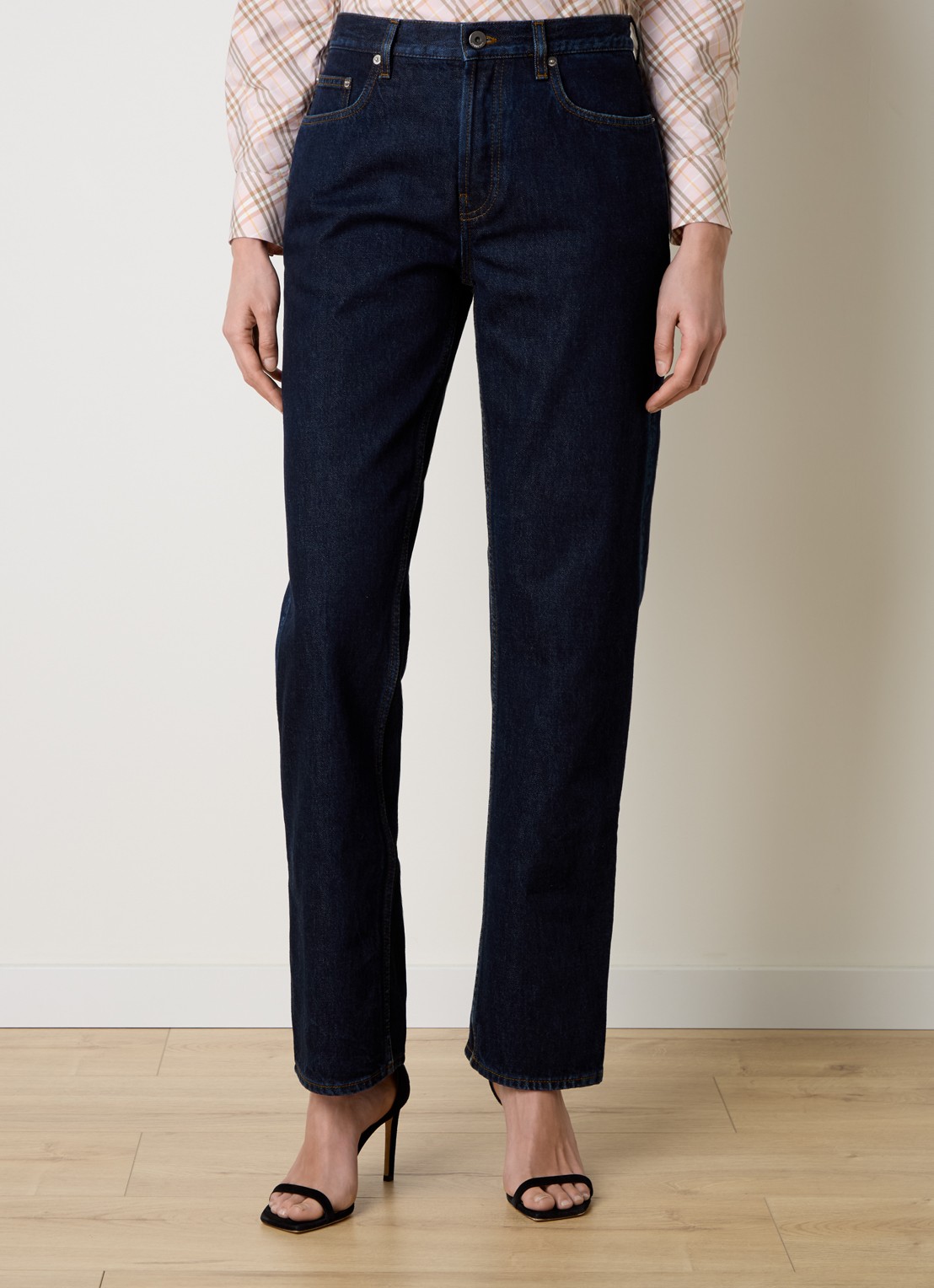 Burberry High waist straight leg jeans met steekzakken - detail donkerblauw