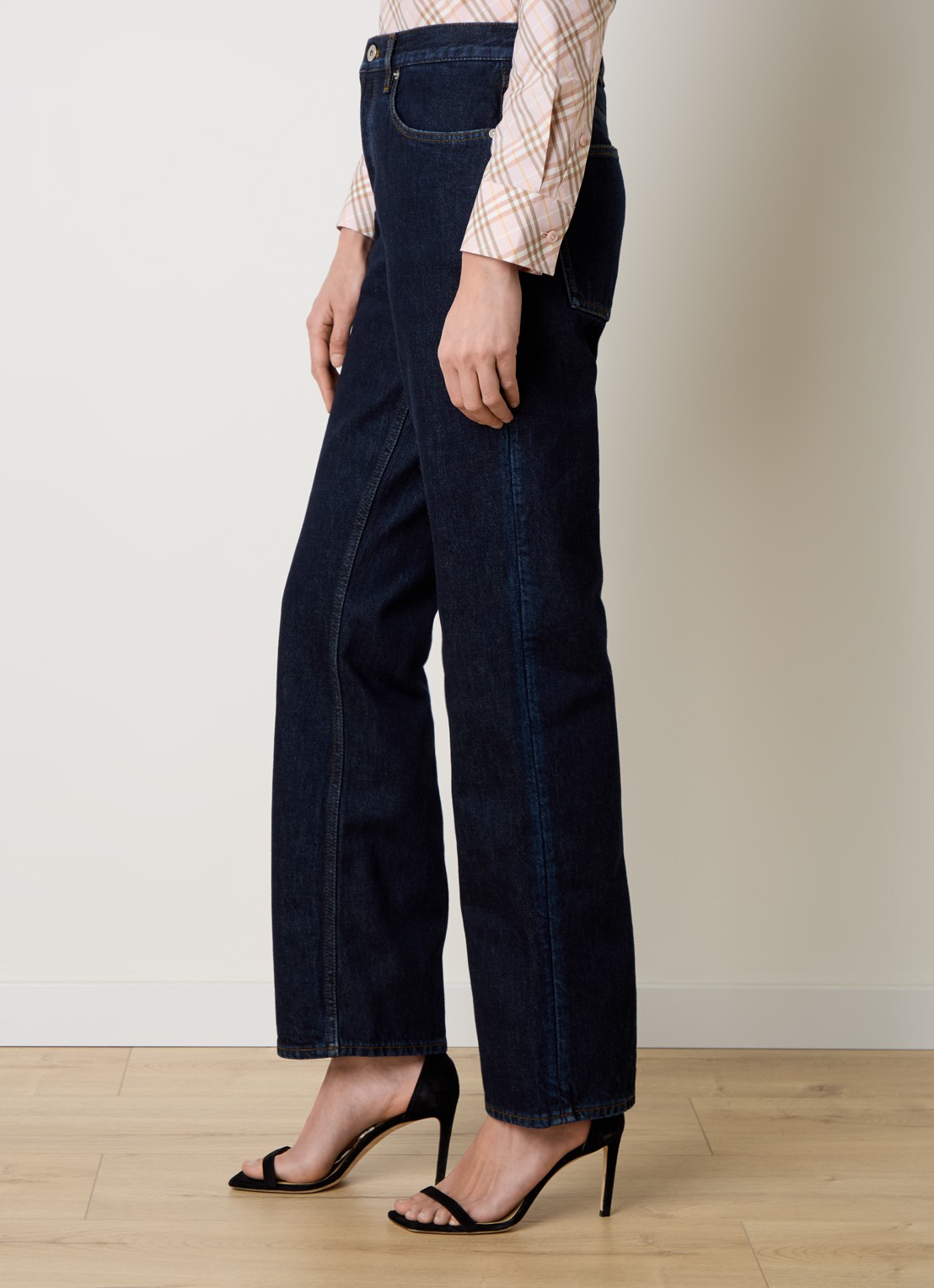 Burberry High waist straight leg jeans met steekzakken - detail 2 donkerblauw
