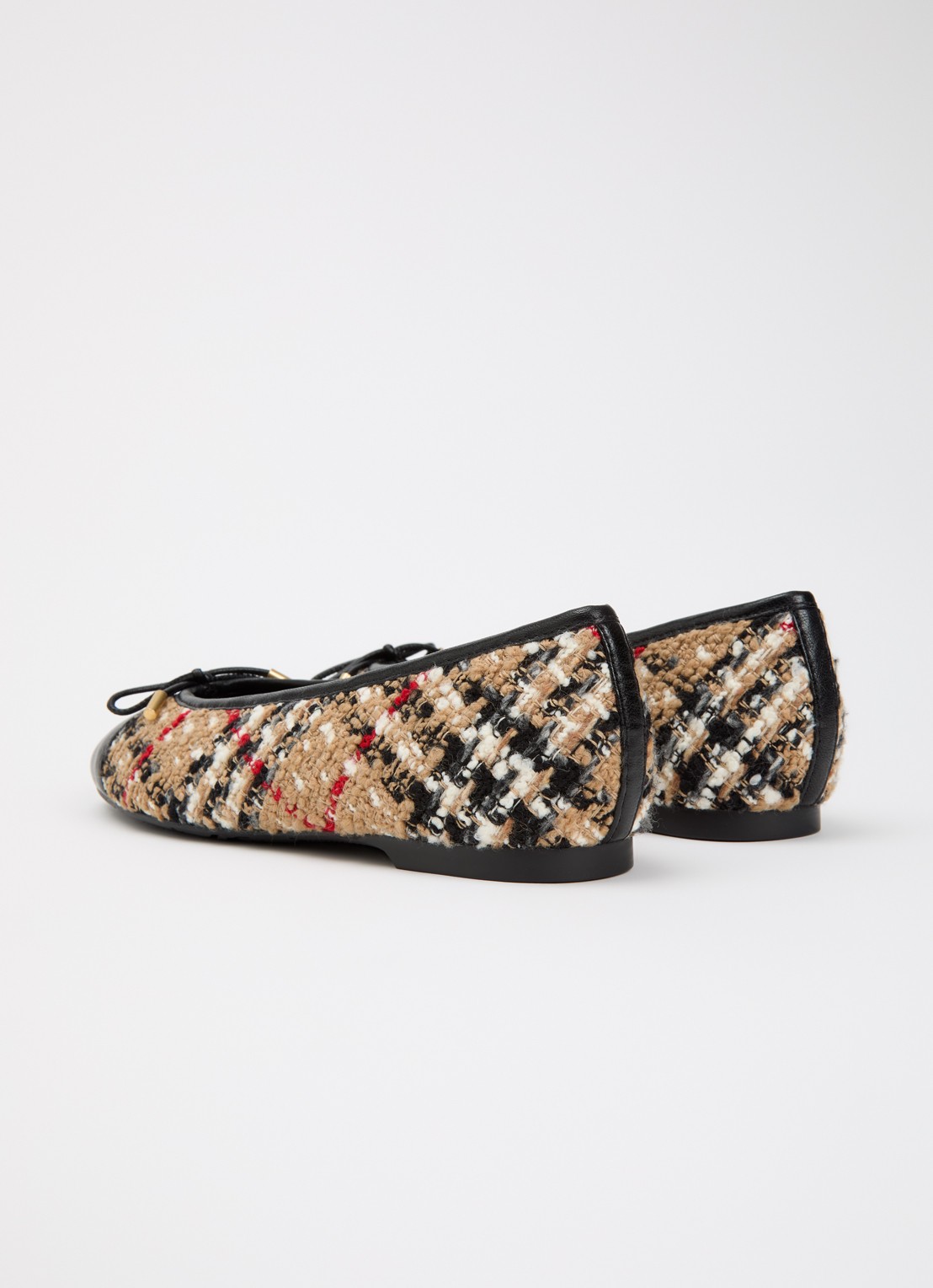 Burberry Highgate ballerina met ruitdessin en details van lamsleer - achterkant 6 beige