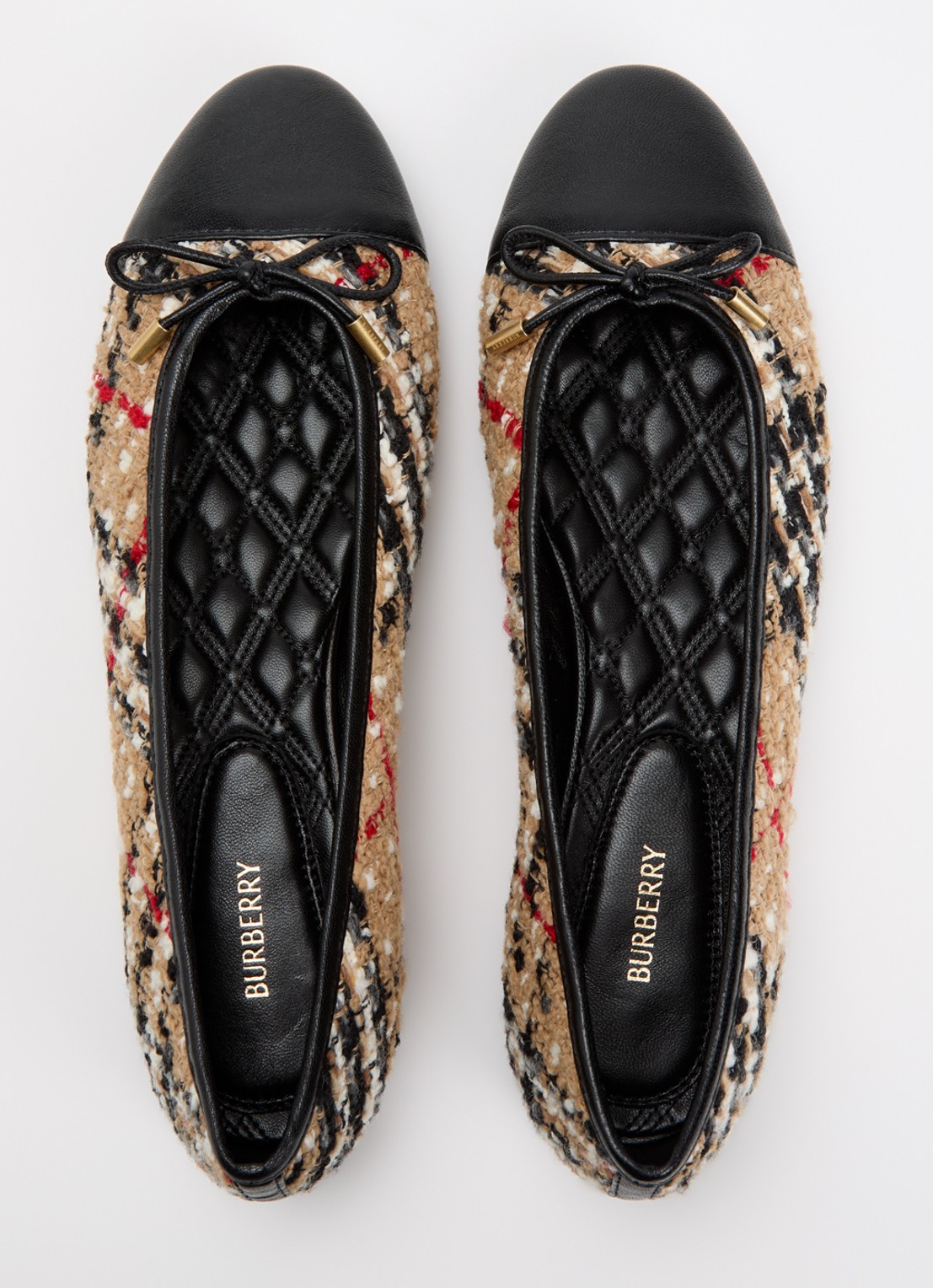 Burberry Highgate ballerina met ruitdessin en details van lamsleer - detail 3 beige