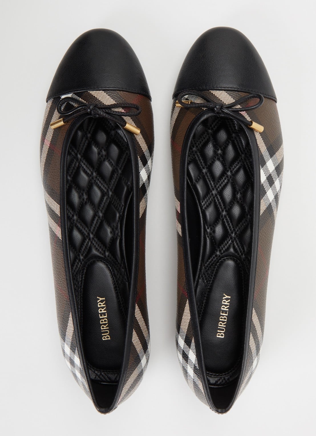 Burberry Highgate ballerina met ruitdessin en details van lamsleer - detail 3 multicolor