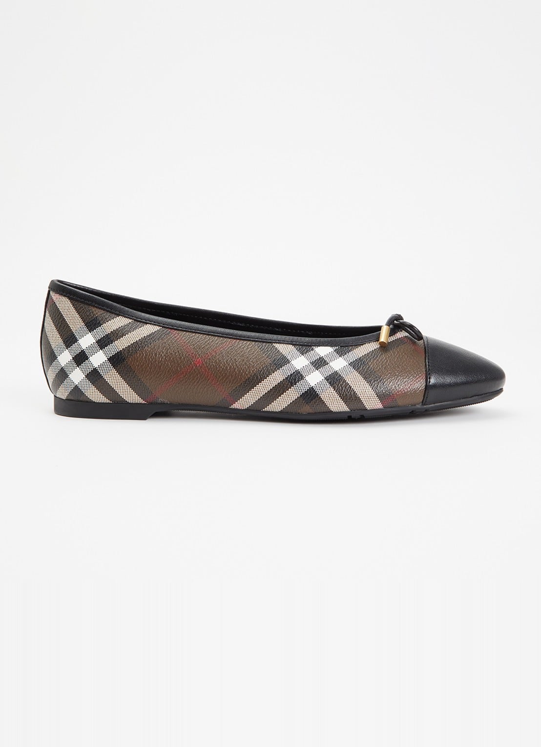 Burberry Highgate ballerina met ruitdessin en details van lamsleer - voorkant multicolor