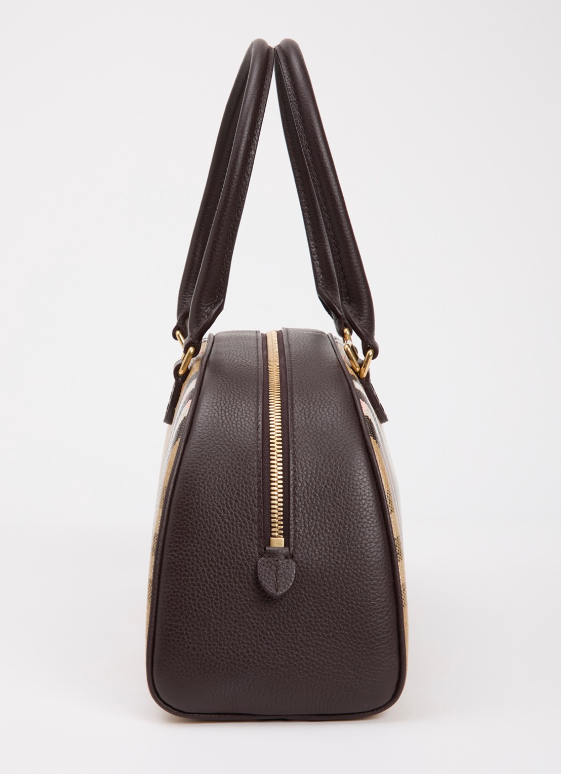 Burberry Highlands handtas met kalfsleren details en ruitdessin  - detail 5 zand