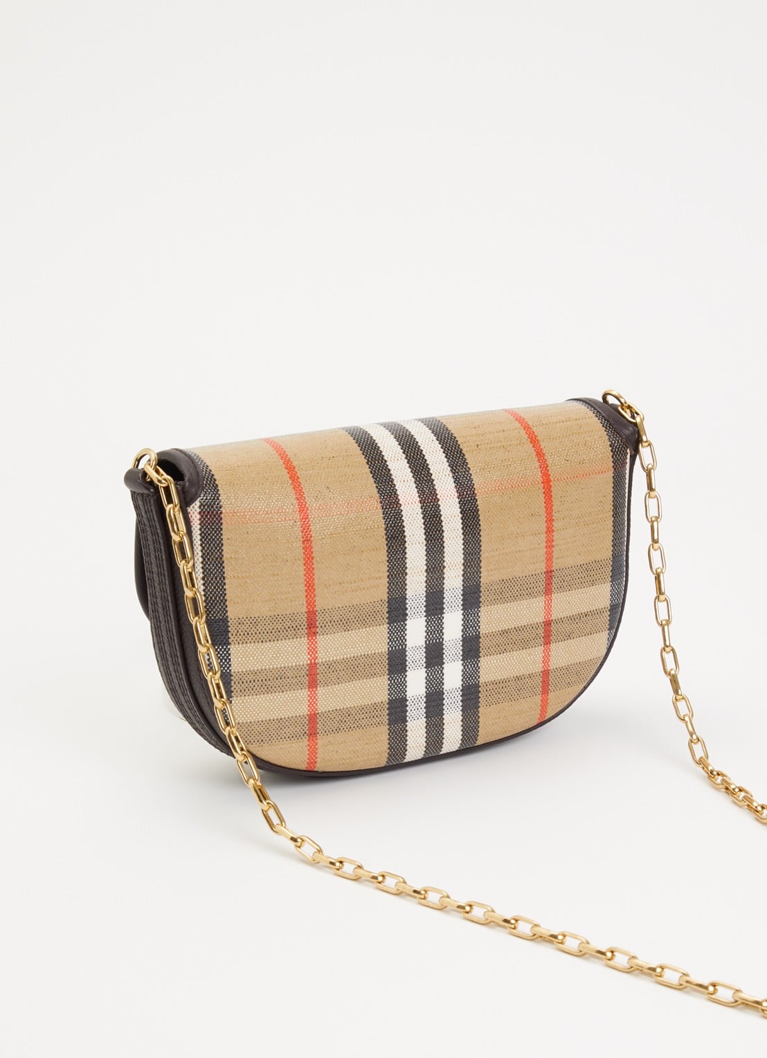 Burberry Highlands mini crossbodytas met details van kalfsleer  - achterkant 6 bruin