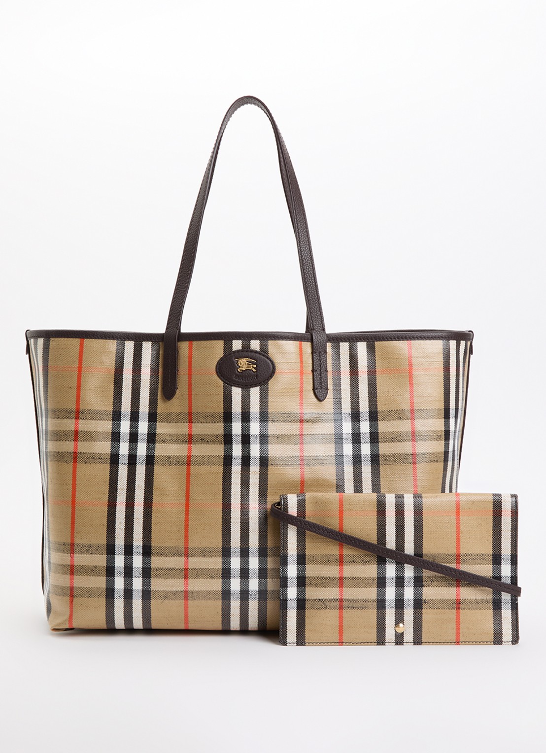 Burberry Highlands shopper met kalfsleren details - voorkant beige