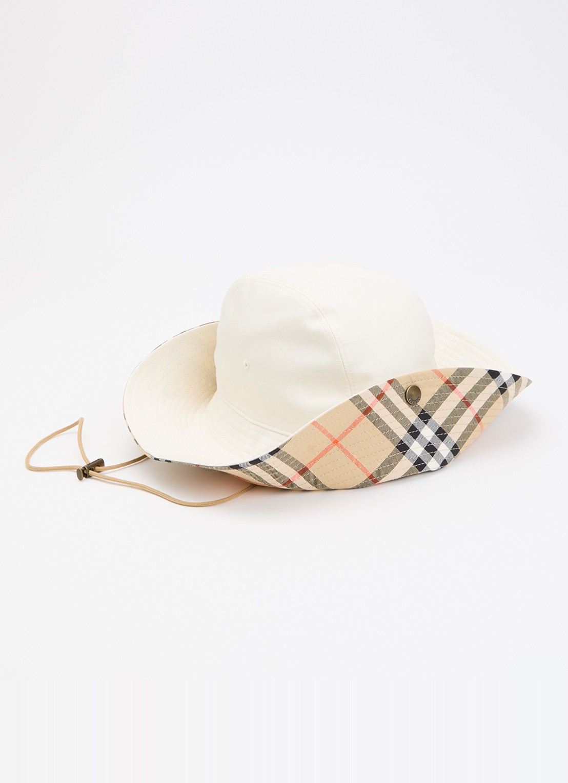 Burberry Hoed met ruitdessin en logoborduring - voorkant 2 ivoor
