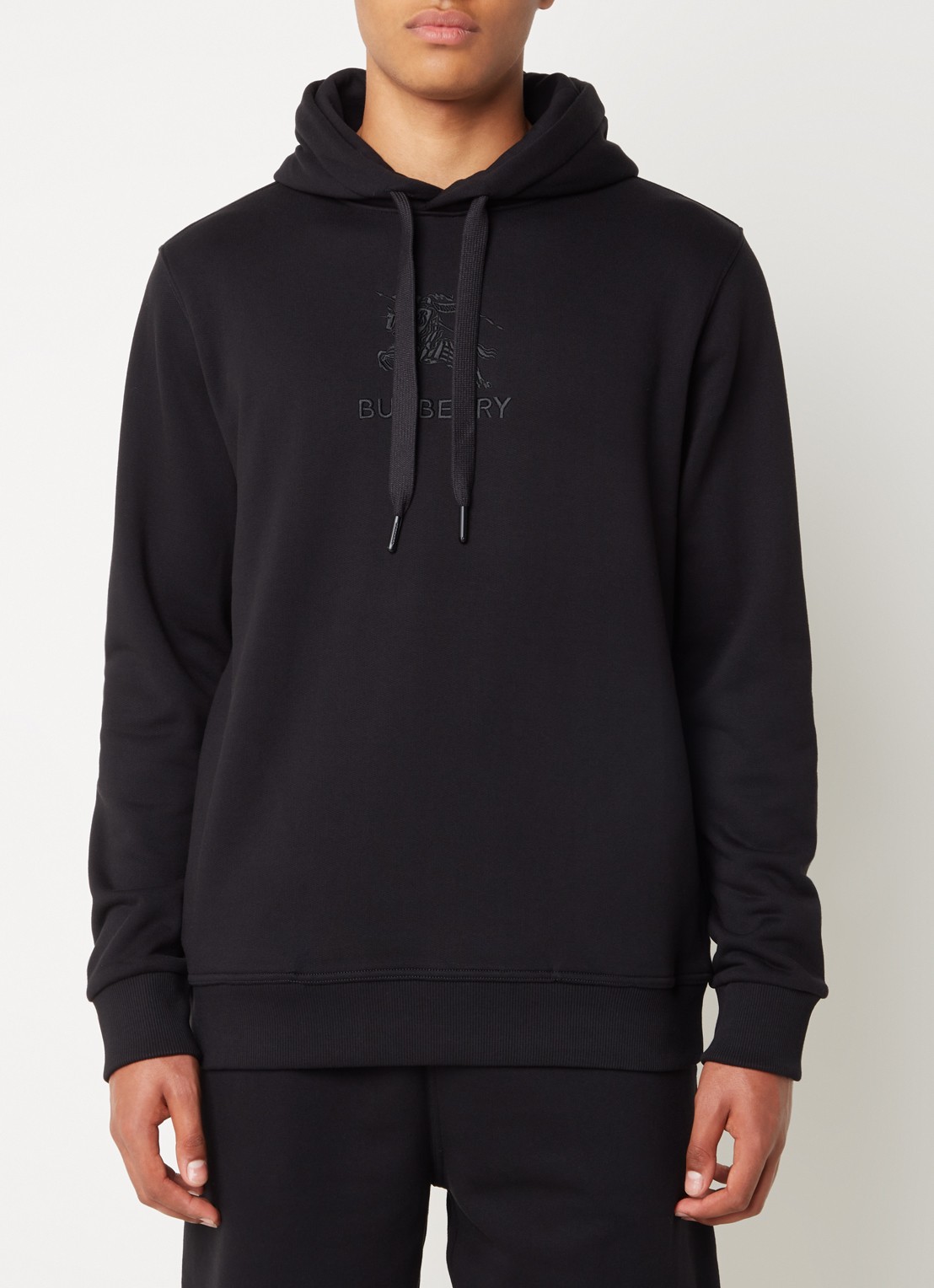 Burberry Hoodie met logoborduring - detail 4 zwart
