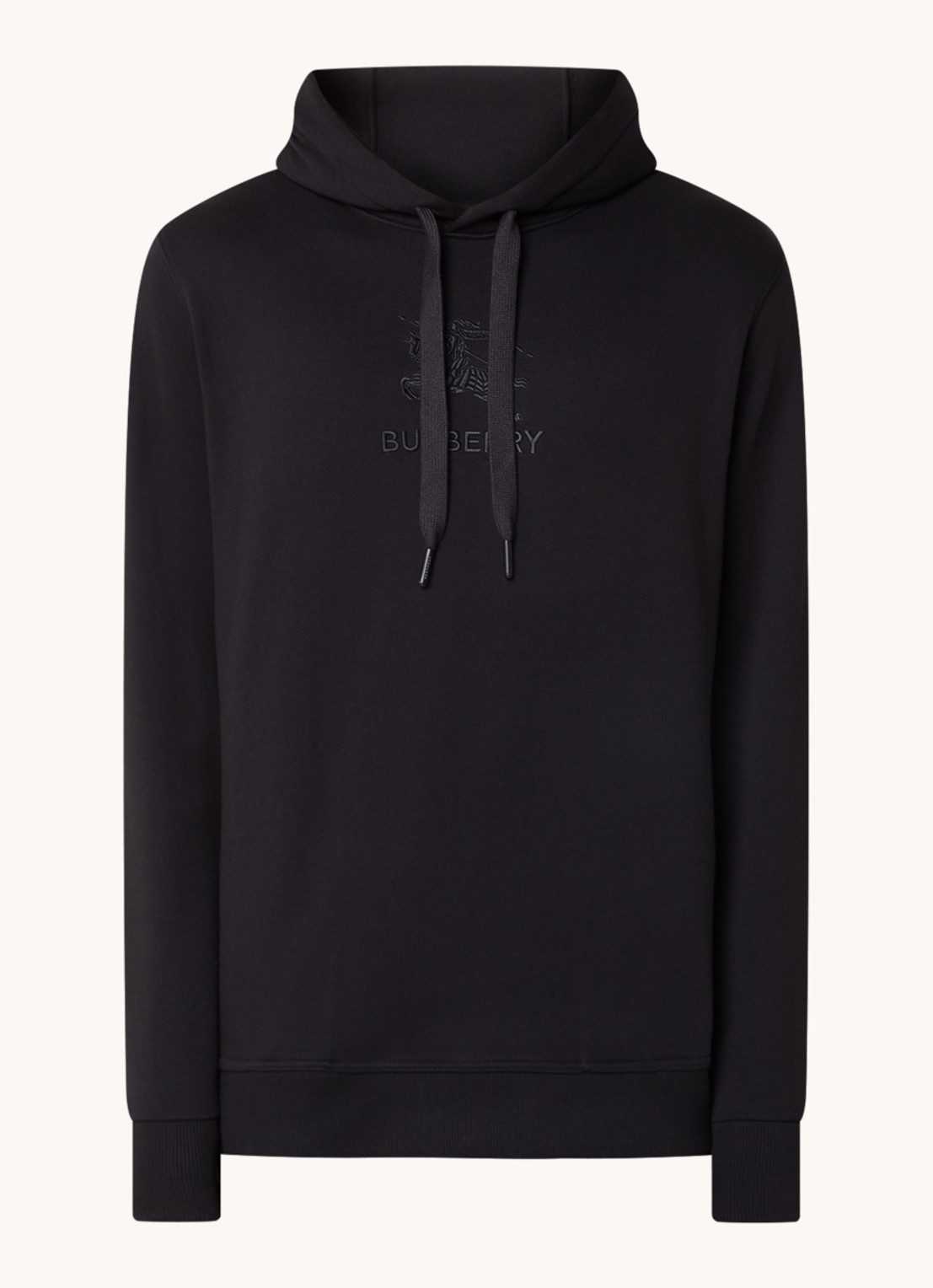 Burberry Hoodie met logoborduring - voorkant 2 zwart