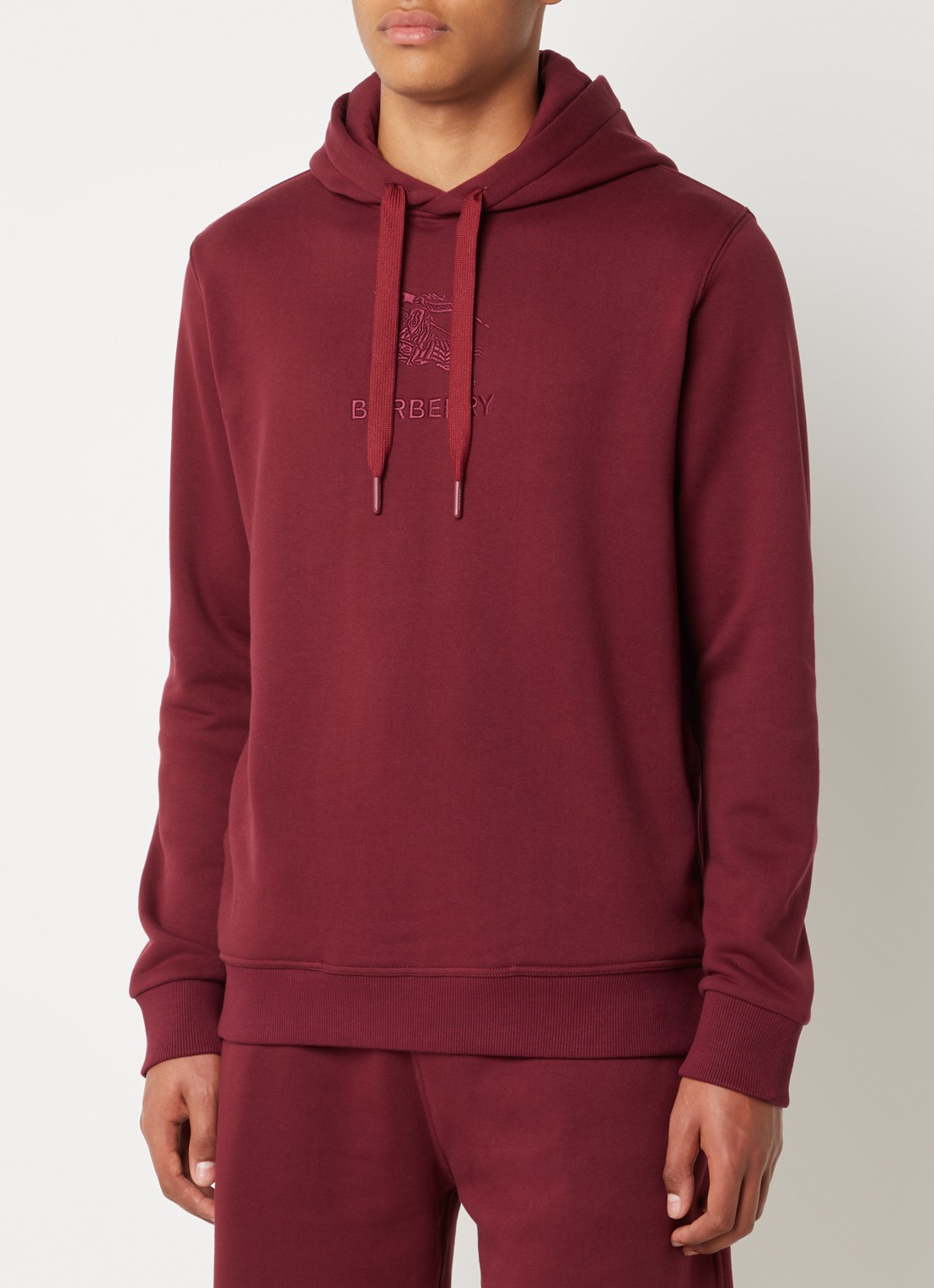 Burberry Hoodie met logoborduring - detail bordeauxrood