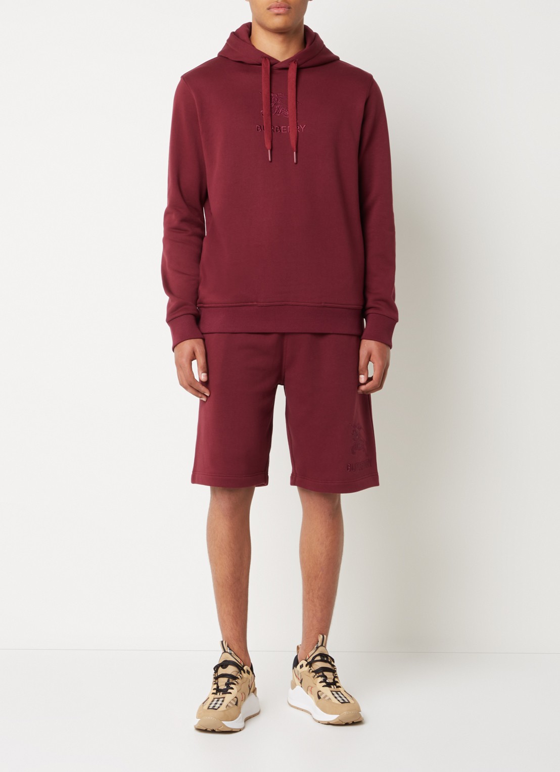 Burberry Hoodie met logoborduring - voorkant 6 bordeauxrood