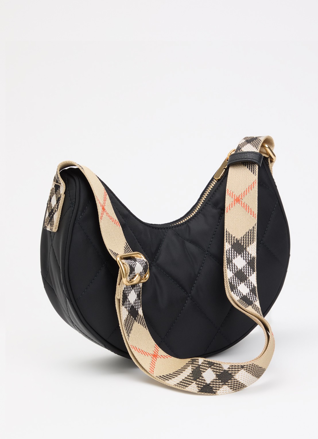 Burberry Horseshoe crossbodytas met quiltpatroon en kalfsleren deails - achterkant 6 zwart