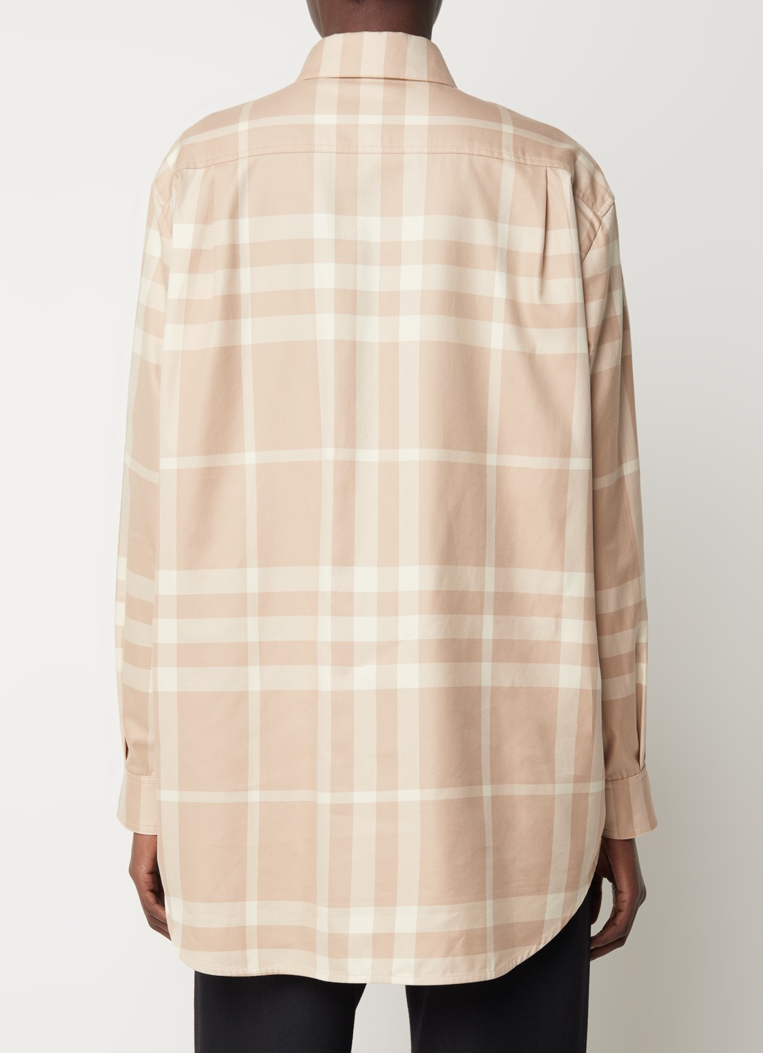 Burberry Ivana blouse met borstzakken en ruitdessin - achterkant donkerbeige