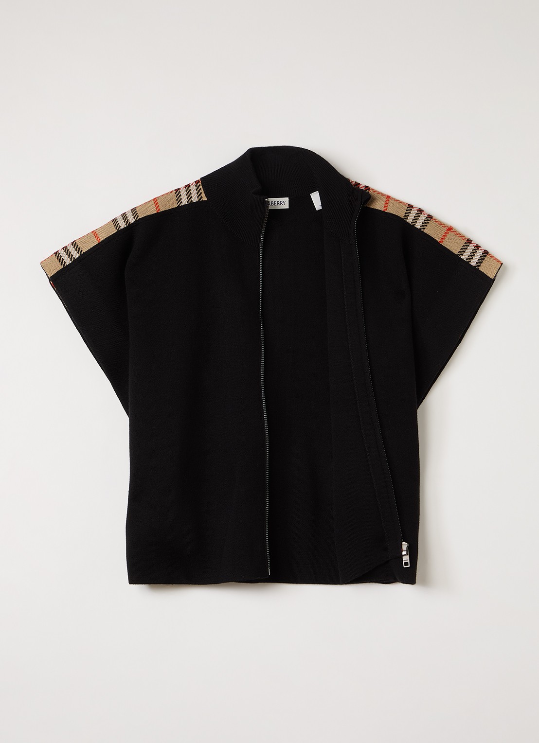Burberry Izza fijngebreid vest - voorkant 2 zwart