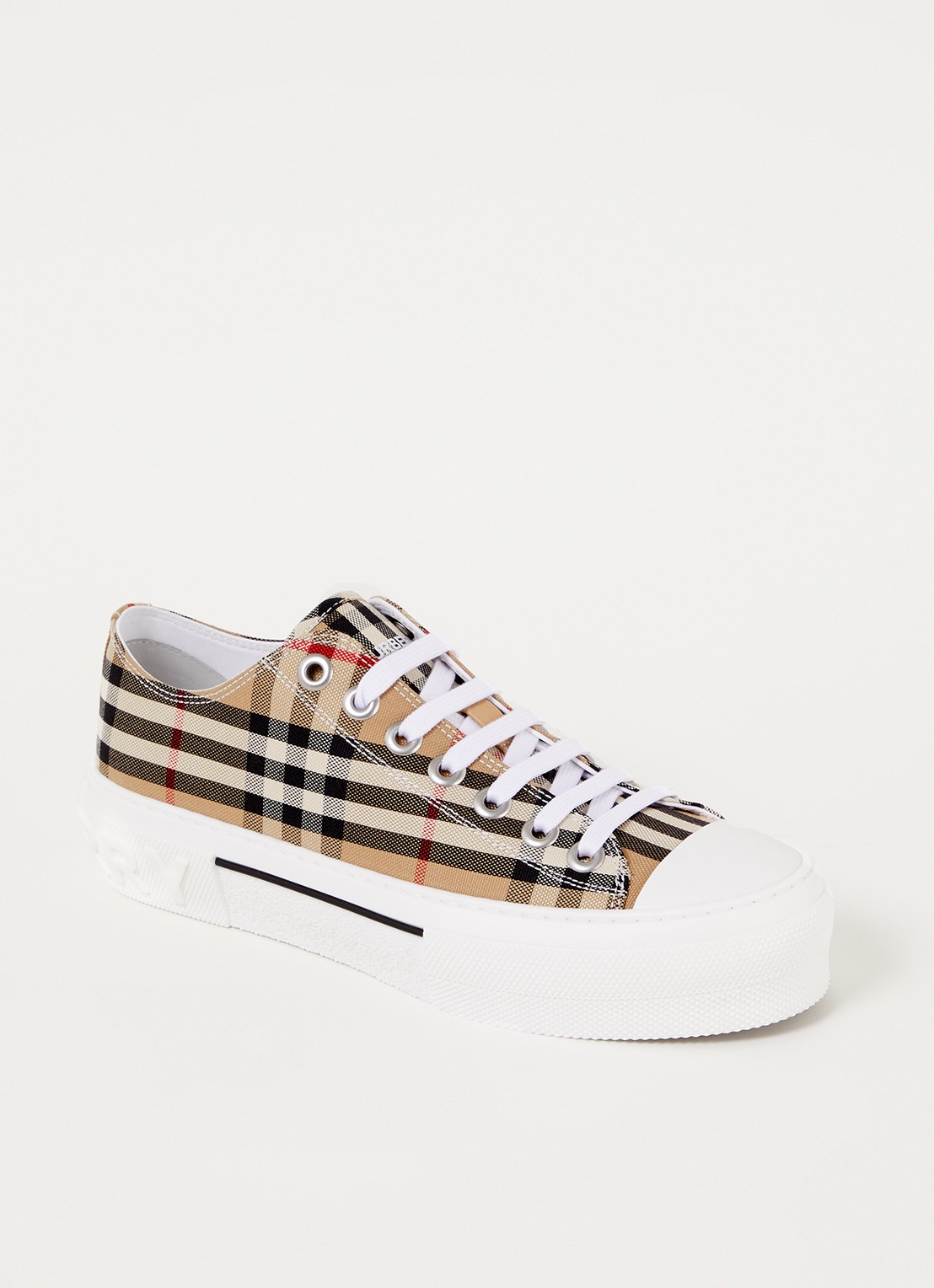 Burberry Jack Low sneaker van canvas - voorkant donkerbeige