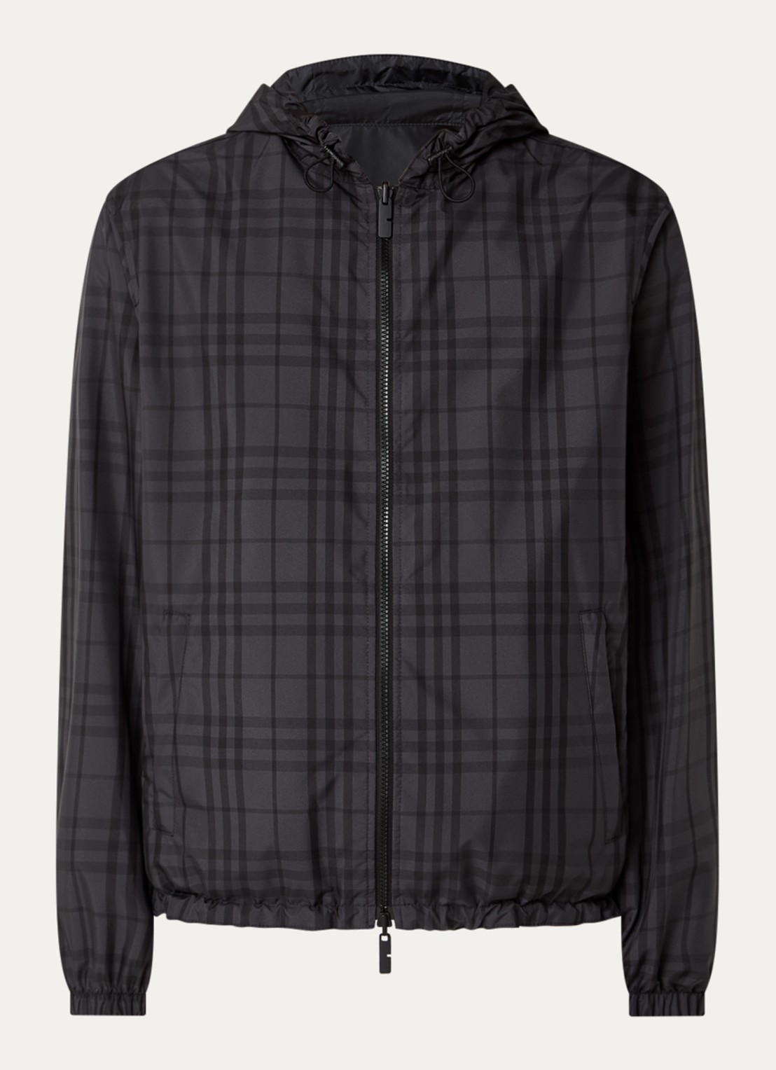 Burberry Jack met ruitdessin en ritszakken - voorkant antraciet