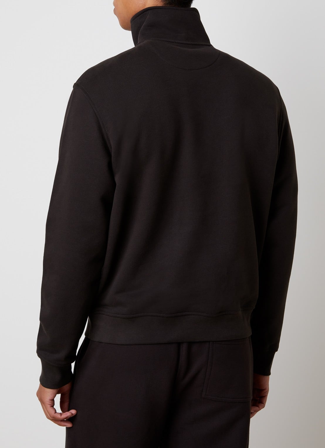 Burberry Jacob sweater met halve rits en logoborduring - achterkant 5 chocoladebruin