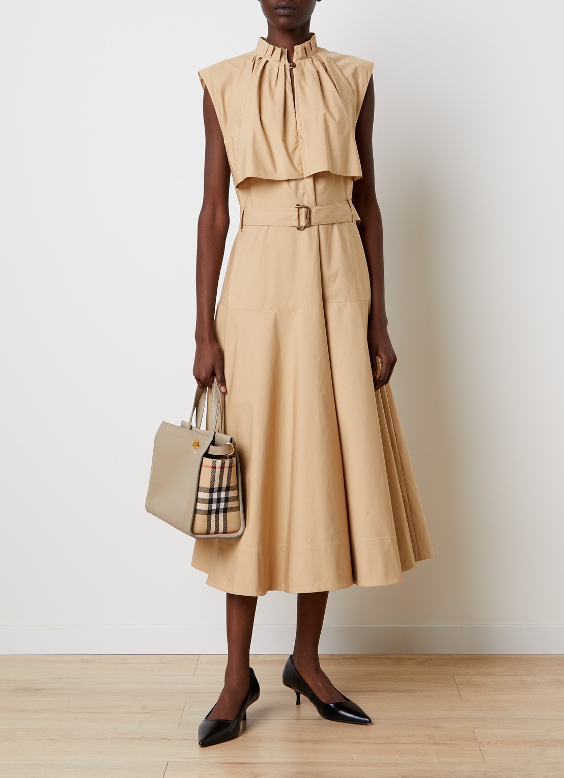 Burberry Jessica midi tuniekjurk met ceintuur - detail beige