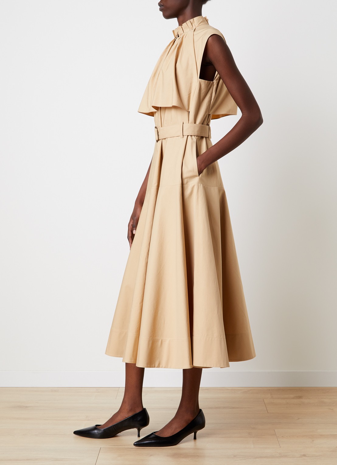 Burberry Jessica midi tuniekjurk met ceintuur - voorkant 4 beige