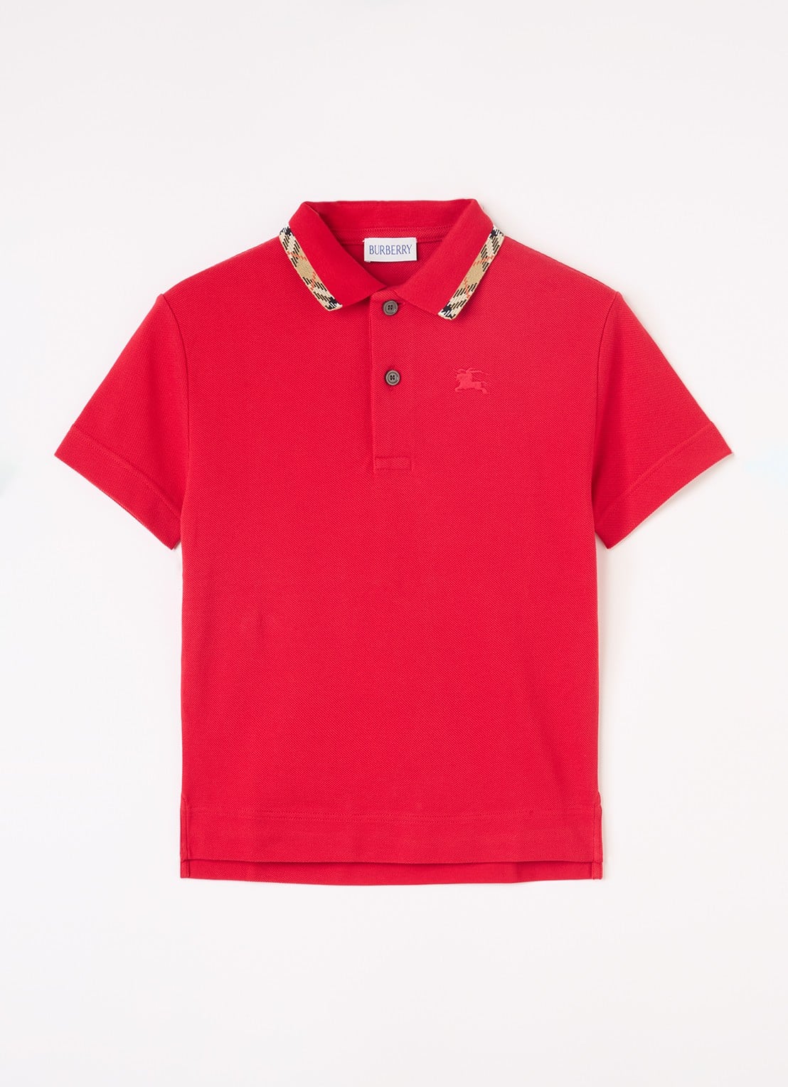 Burberry Johane polo van piqué katoen met logoborduring - voorkant rood