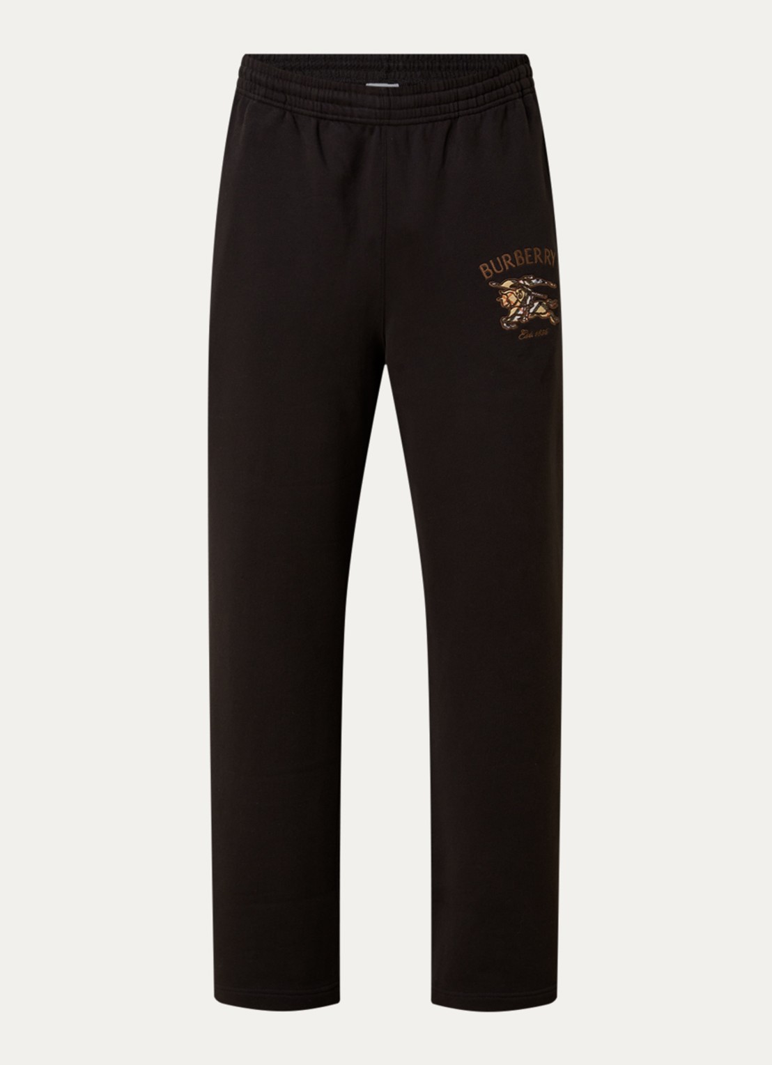 Burberry Jonny straight fit joggingbroek met logoborduring - voorkant 5 chocoladebruin