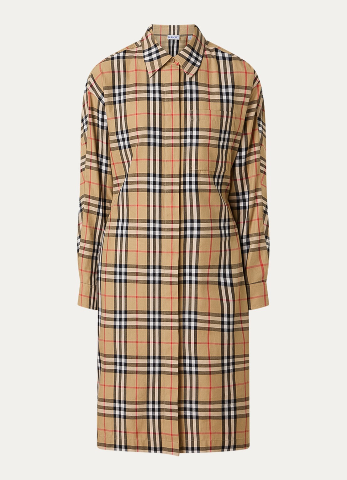 Burberry June midi blousejurk met ruitdessin - voorkant 4 zand