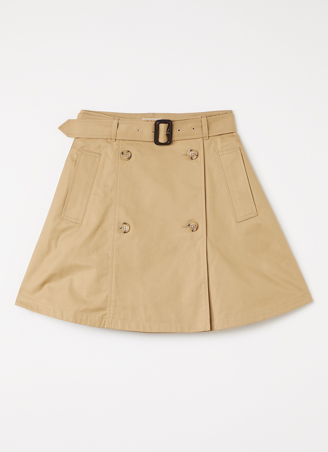 Burberry Katey minirok met ceintuur - voorkant beige