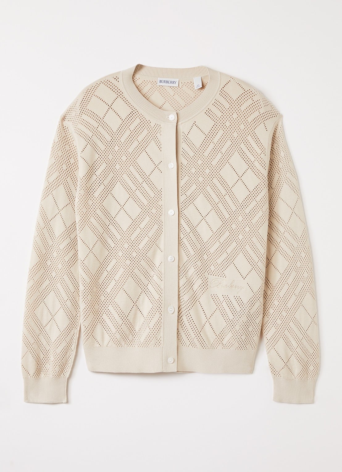 Burberry Katrina grofgebreid vest - voorkant beige