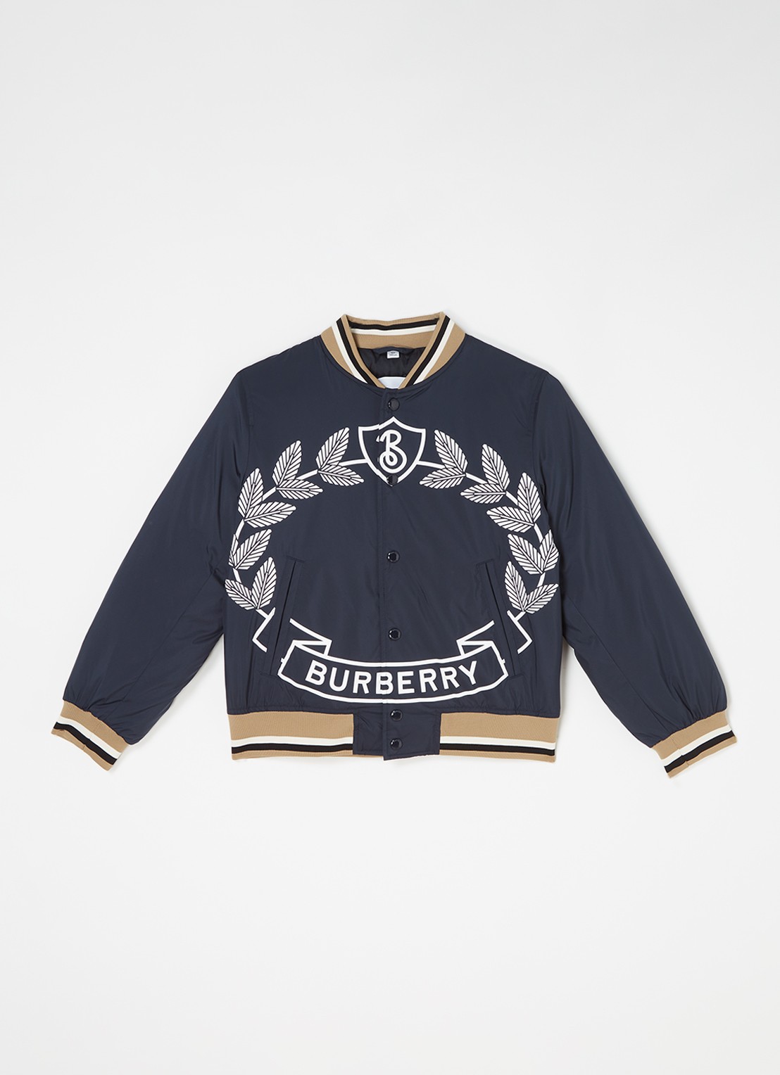 Burberry Kaziah bomberjack met donsvulling en logoprint - voorkant 2 donkerblauw