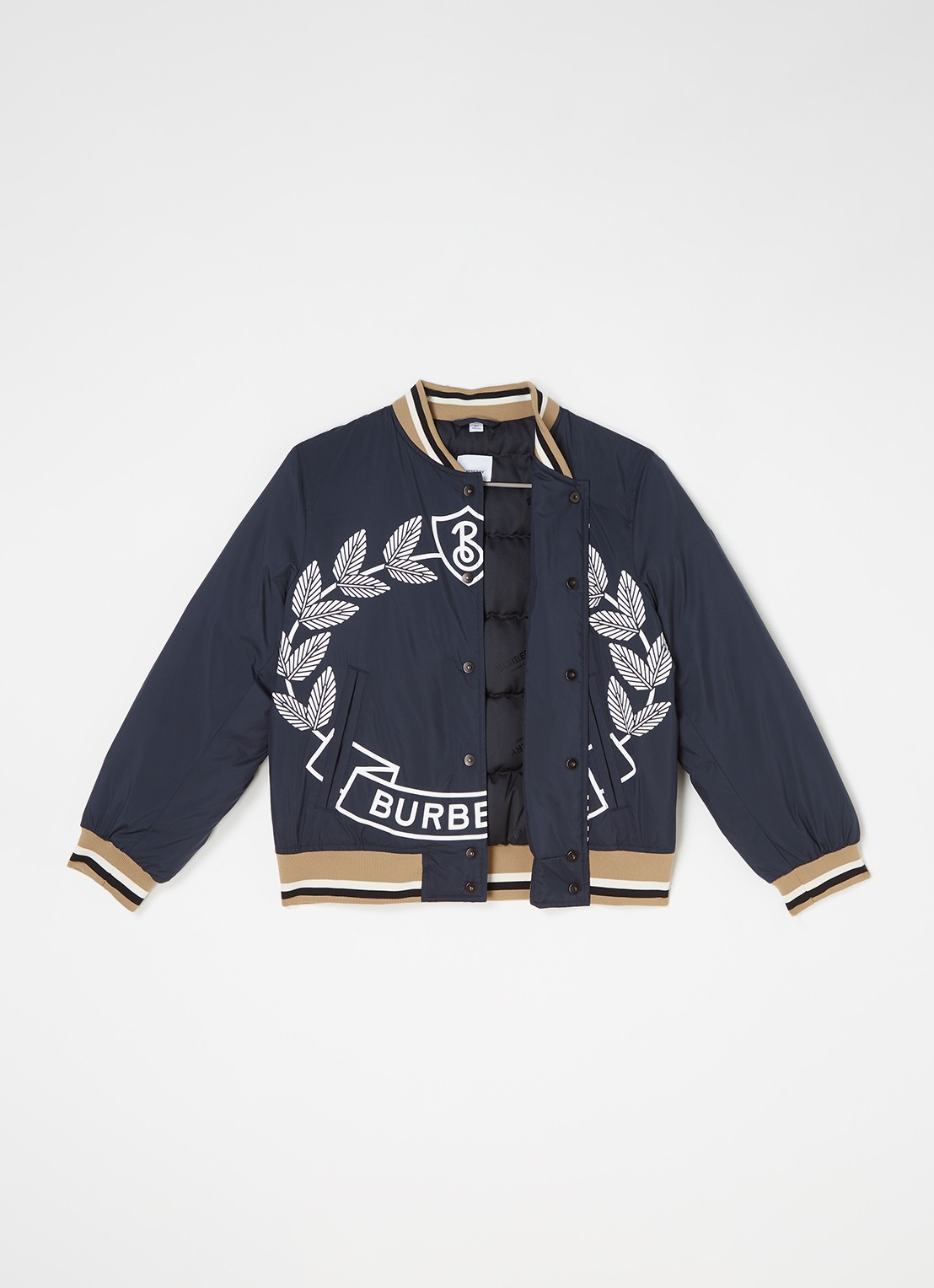 Burberry Kaziah bomberjack met donsvulling en logoprint - voorkant 3 donkerblauw