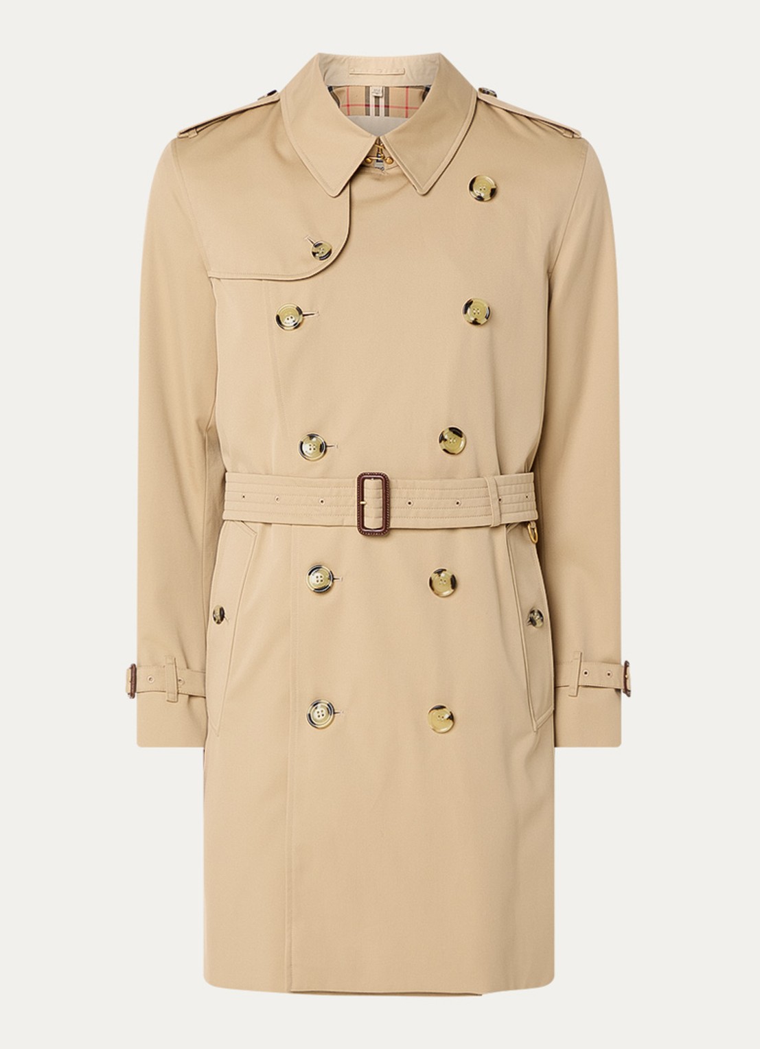 Burberry Kensingon Heritage double-breasted trenchcoat met ceintuur - voorkant beige
