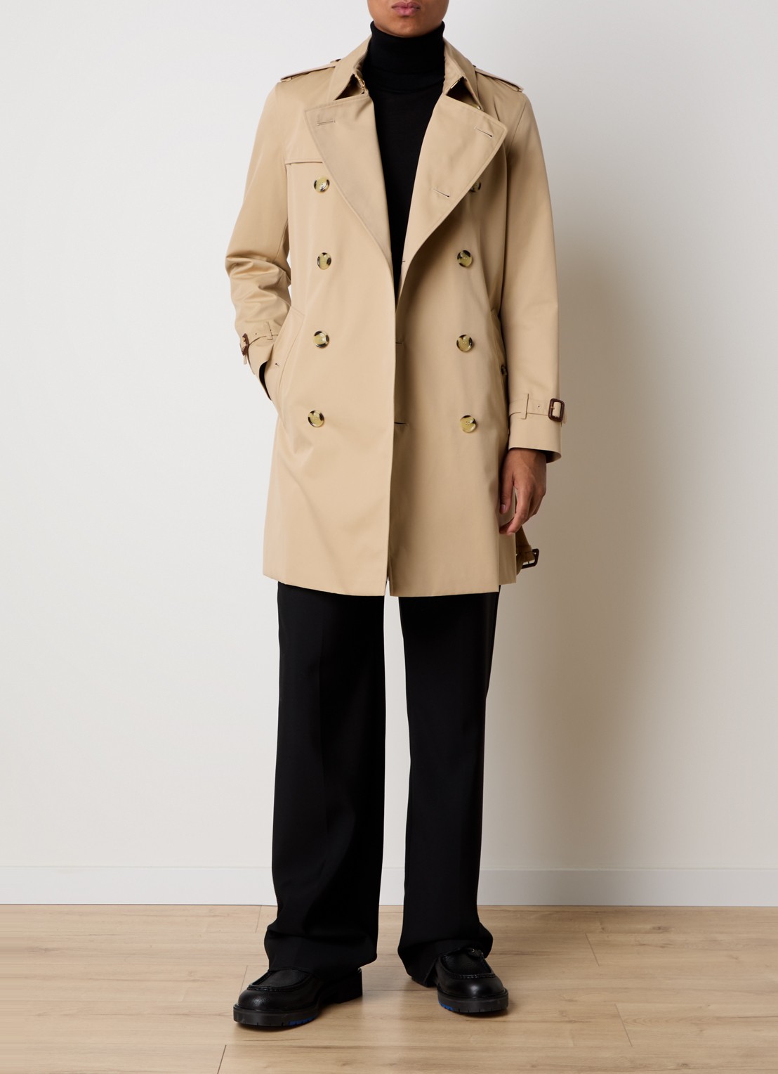 Burberry Kensingon Heritage double-breasted trenchcoat met ceintuur - voorkant 2 beige