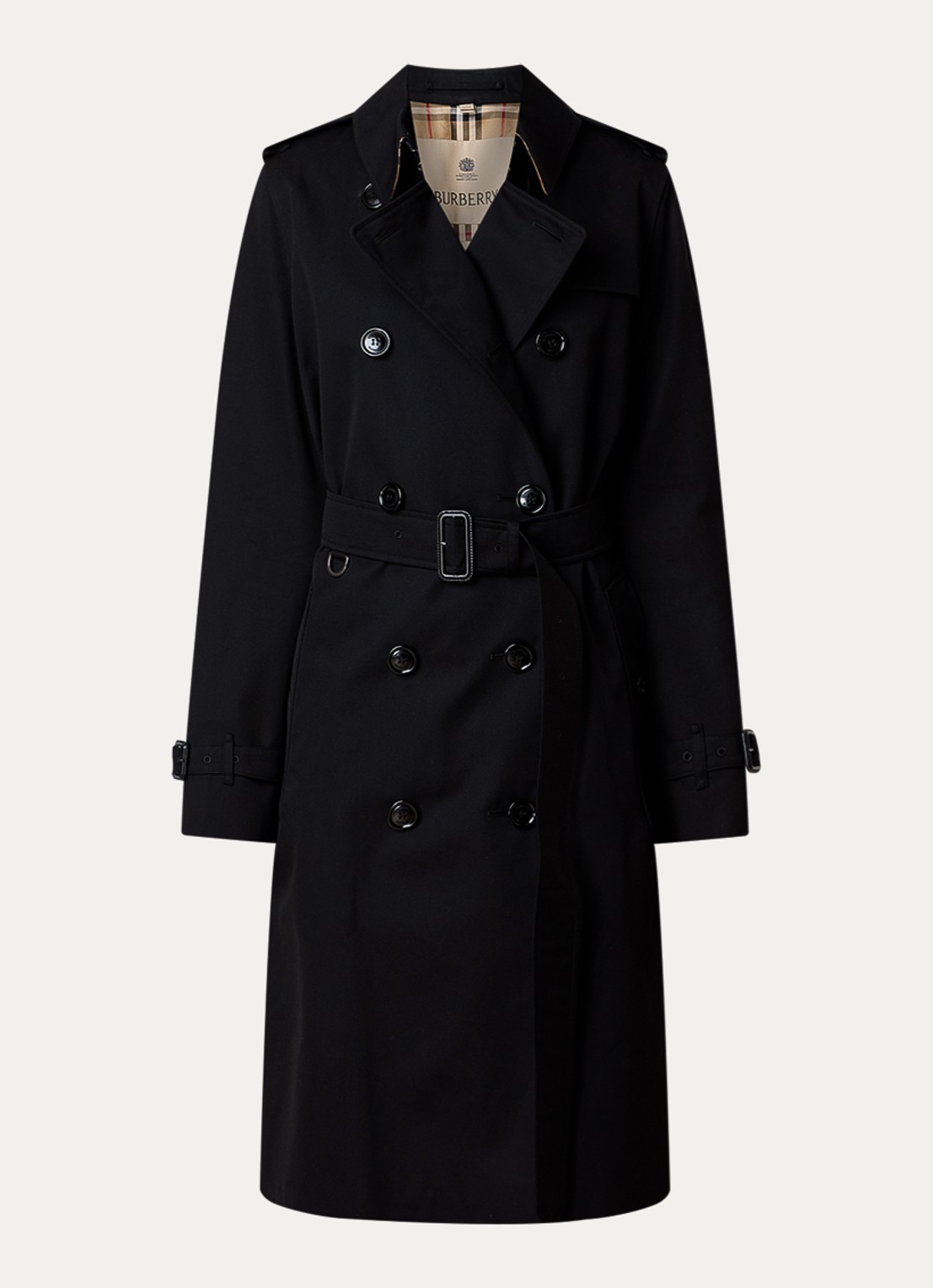 Burberry Kensington trenchcoat met ceintuur - voorkant 2 zwart
