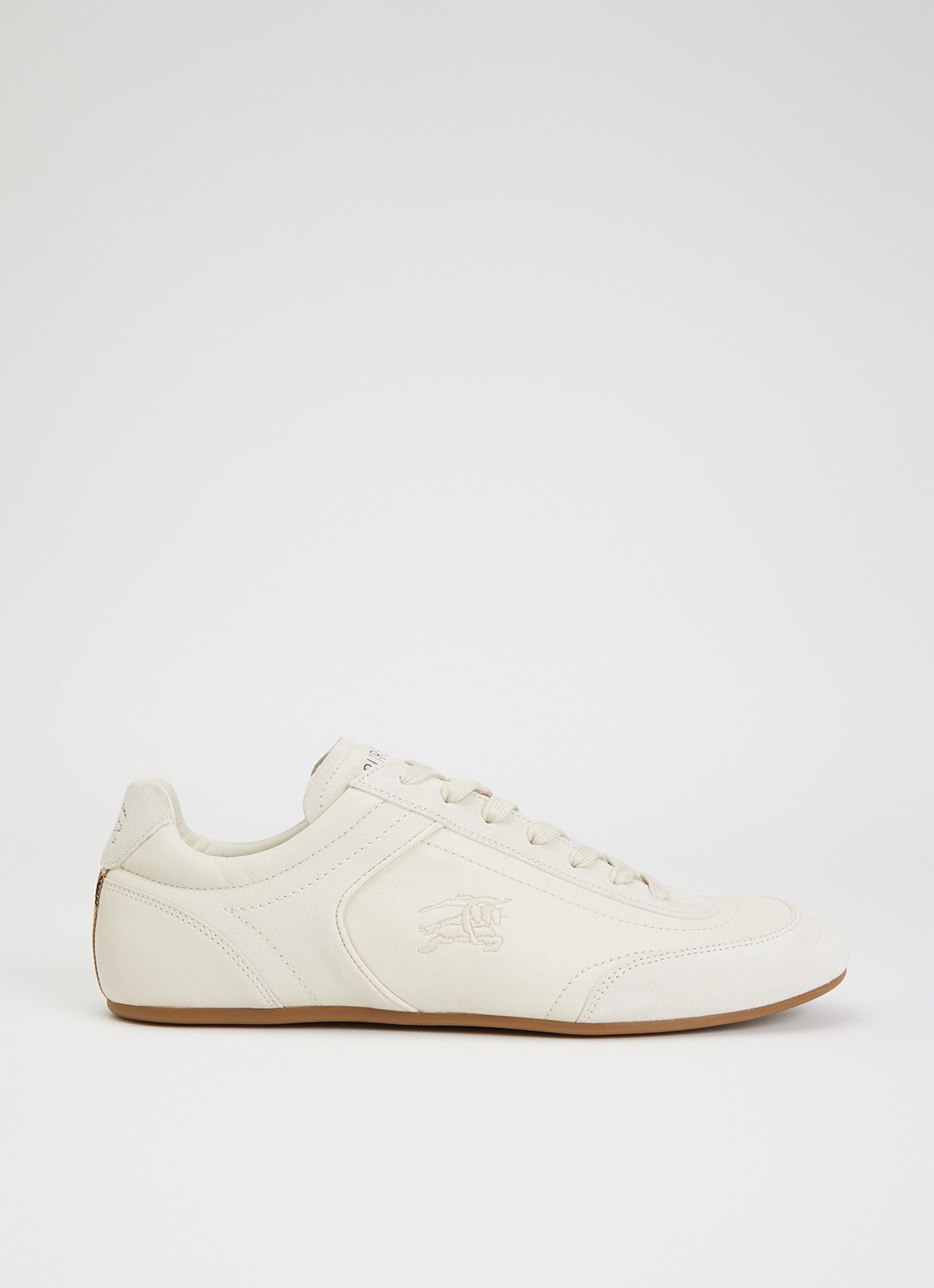 Burberry Knight sneaker van leer met details van suède - voorkant 5 creme