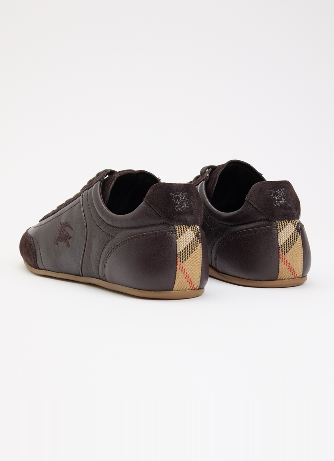 Burberry Knight sneaker van leer met details van suède - achterkant 6 donkerbruin