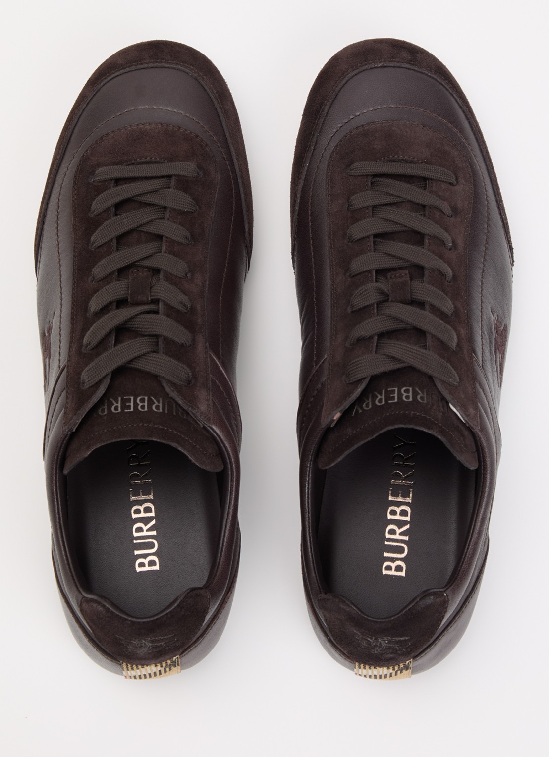 Burberry Knight sneaker van leer met details van suède - detail 2 donkerbruin