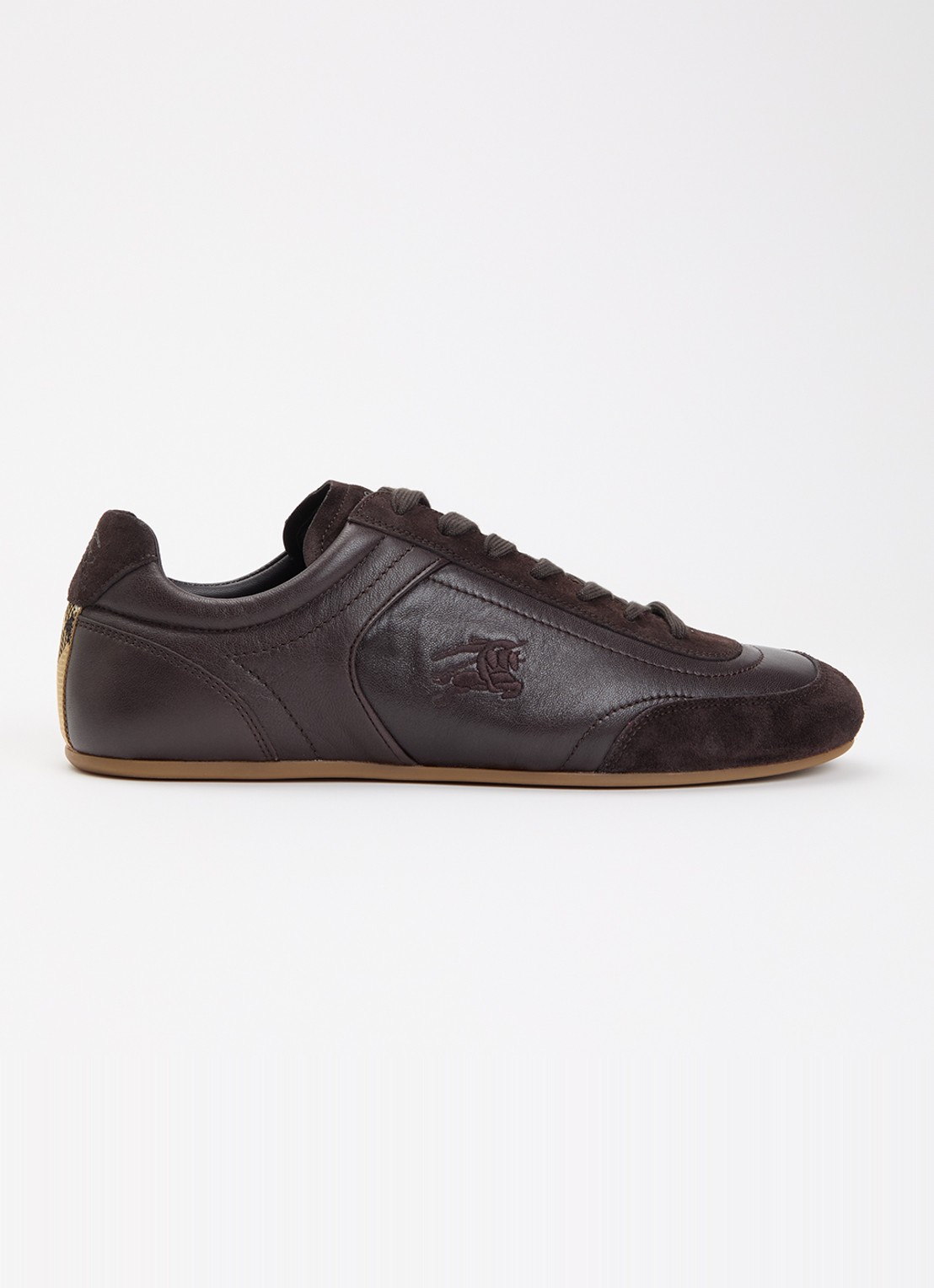 Burberry Knight sneaker van leer met details van suède - voorkant 5 donkerbruin