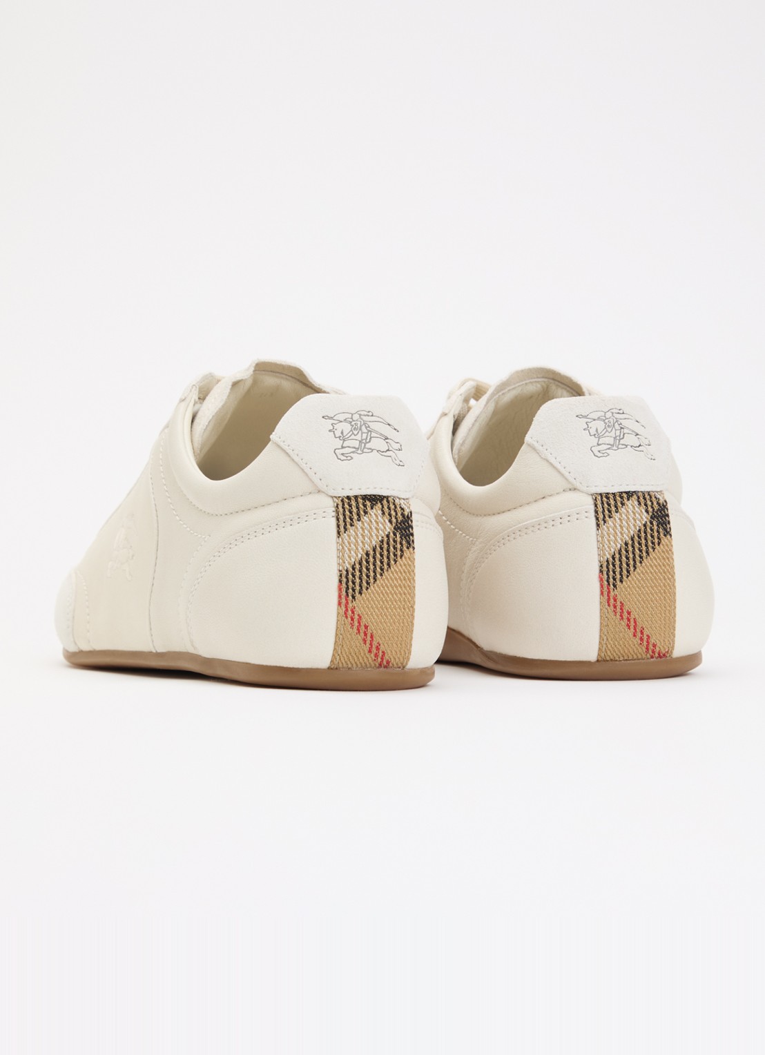 Burberry Knight sneaker van leer met details van suède - achterkant creme