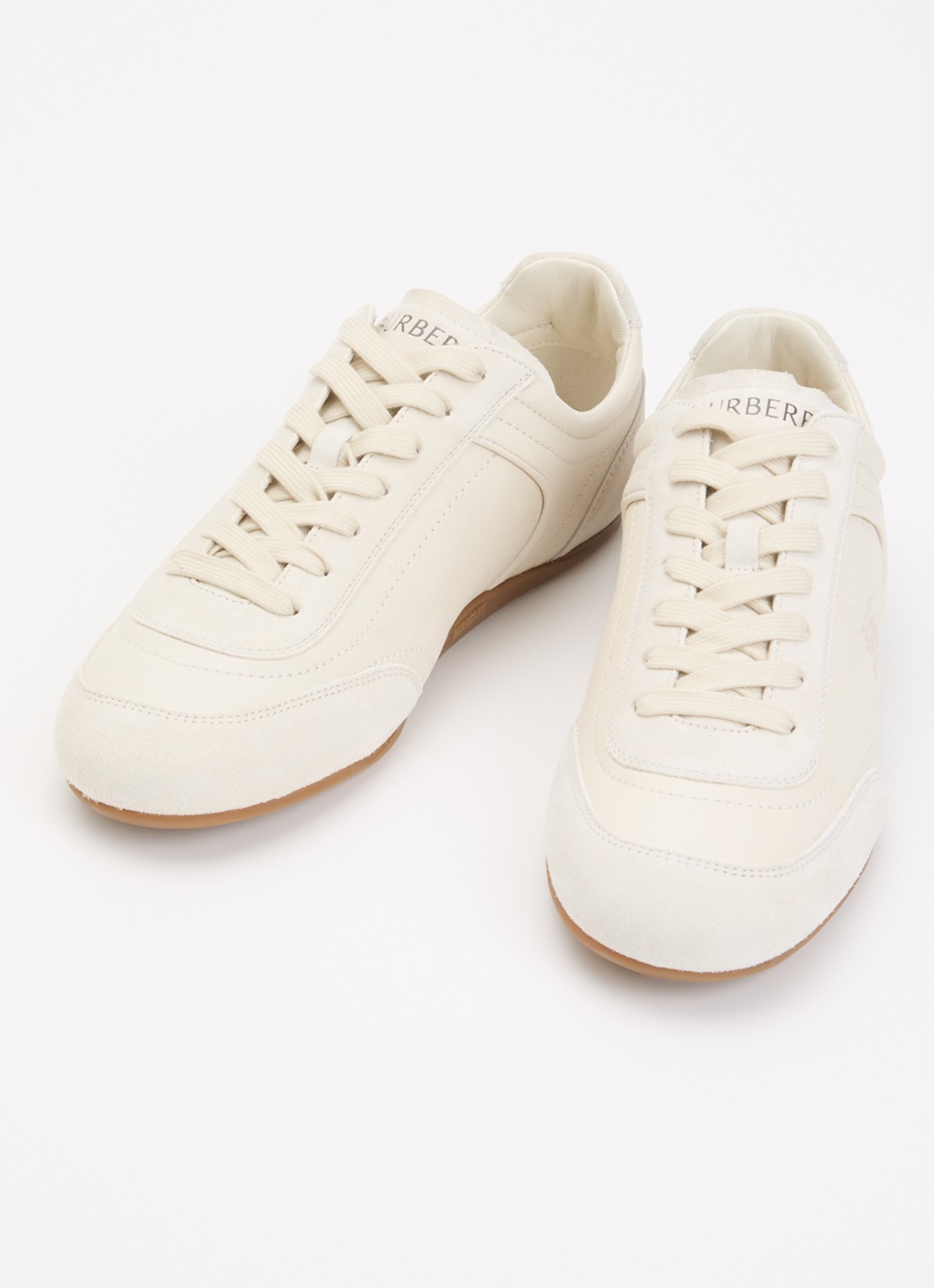 Burberry Knight sneaker van leer met details van suède - detail 2 creme