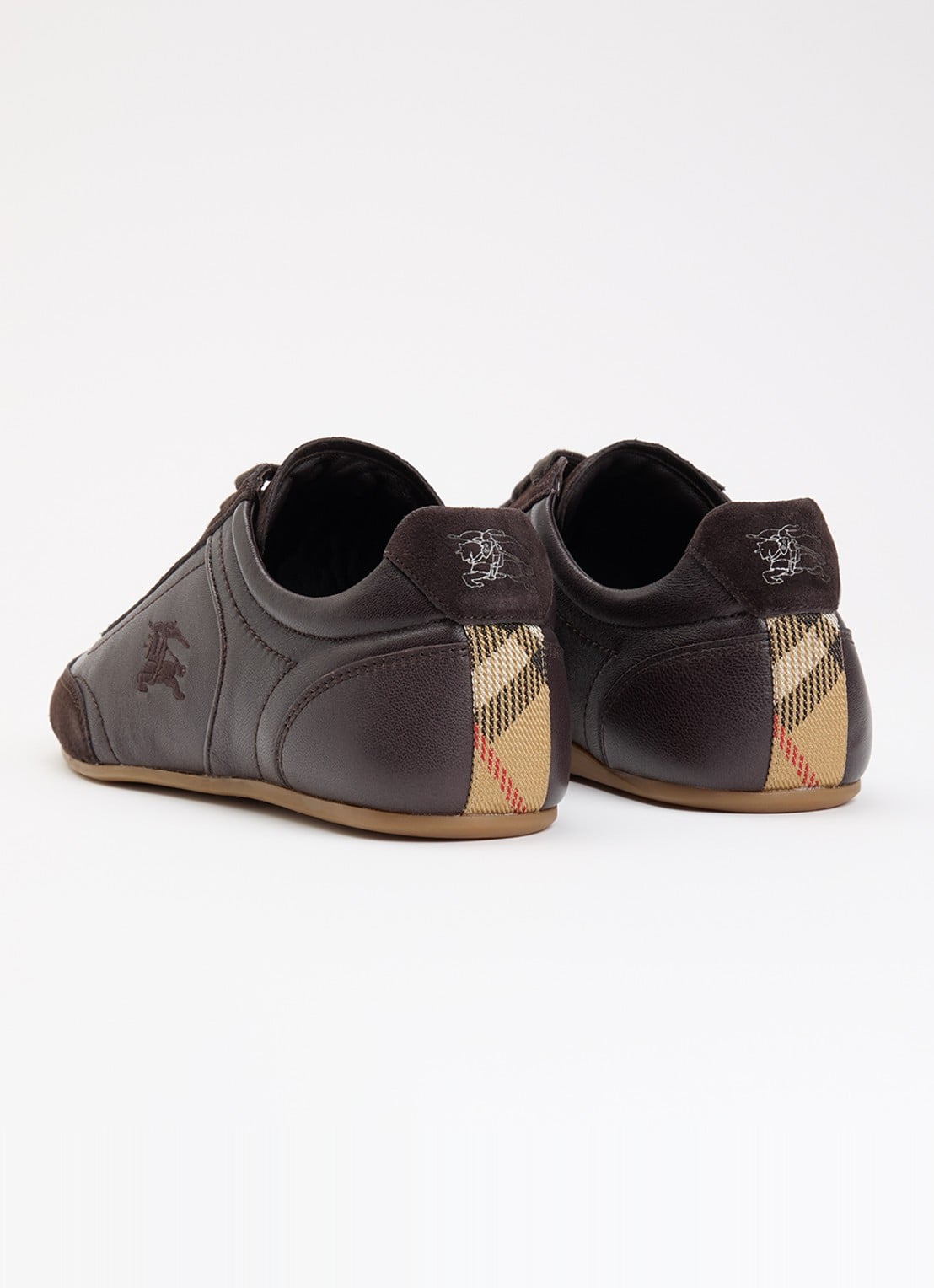 Burberry Knight sneaker van leer met details van suède - achterkant 7 donkerbruin
