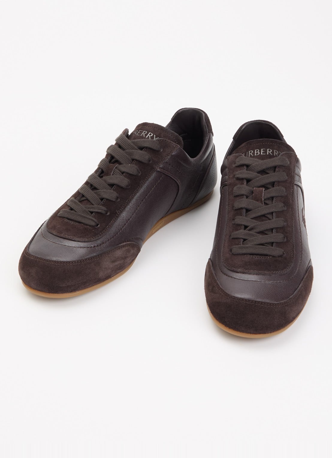 Burberry Knight sneaker van leer met details van suède - detail 3 donkerbruin