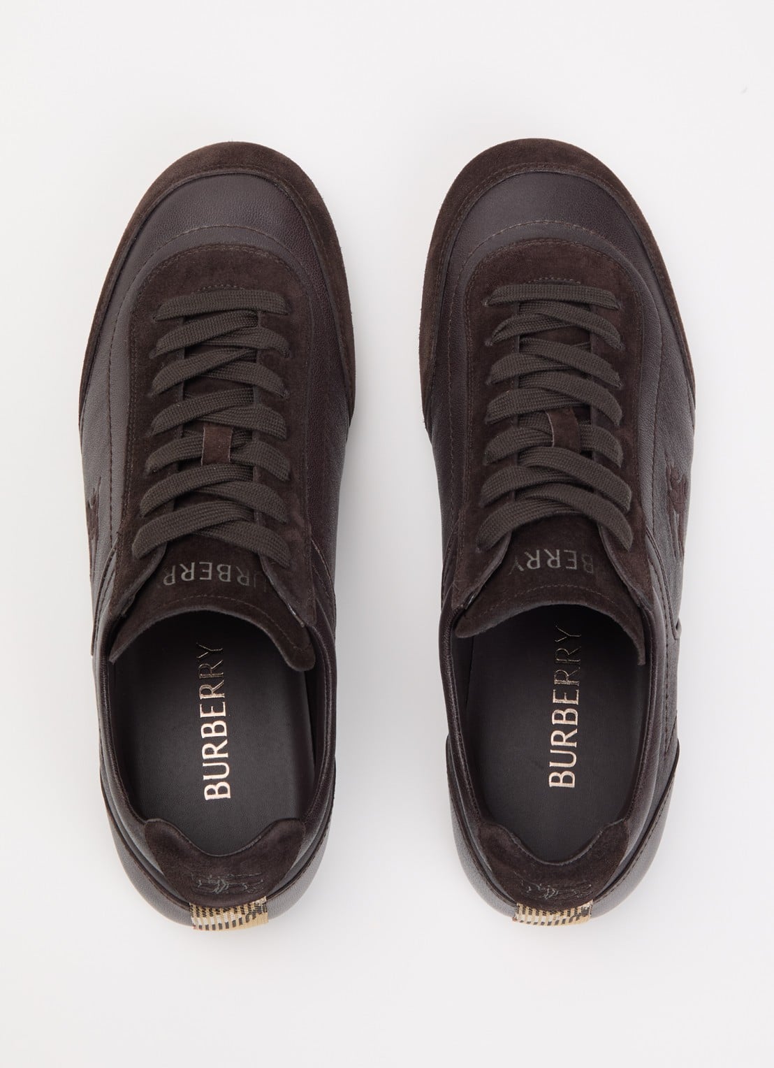 Burberry Knight sneaker van leer met details van suède - detail 4 donkerbruin