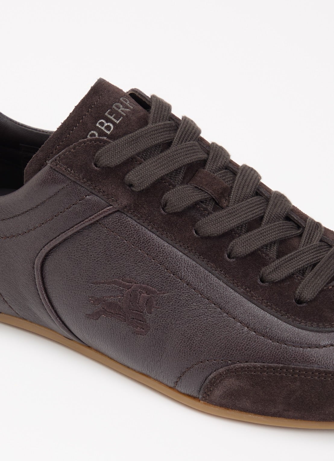 Burberry Knight sneaker van leer met details van suède - detail 6 donkerbruin