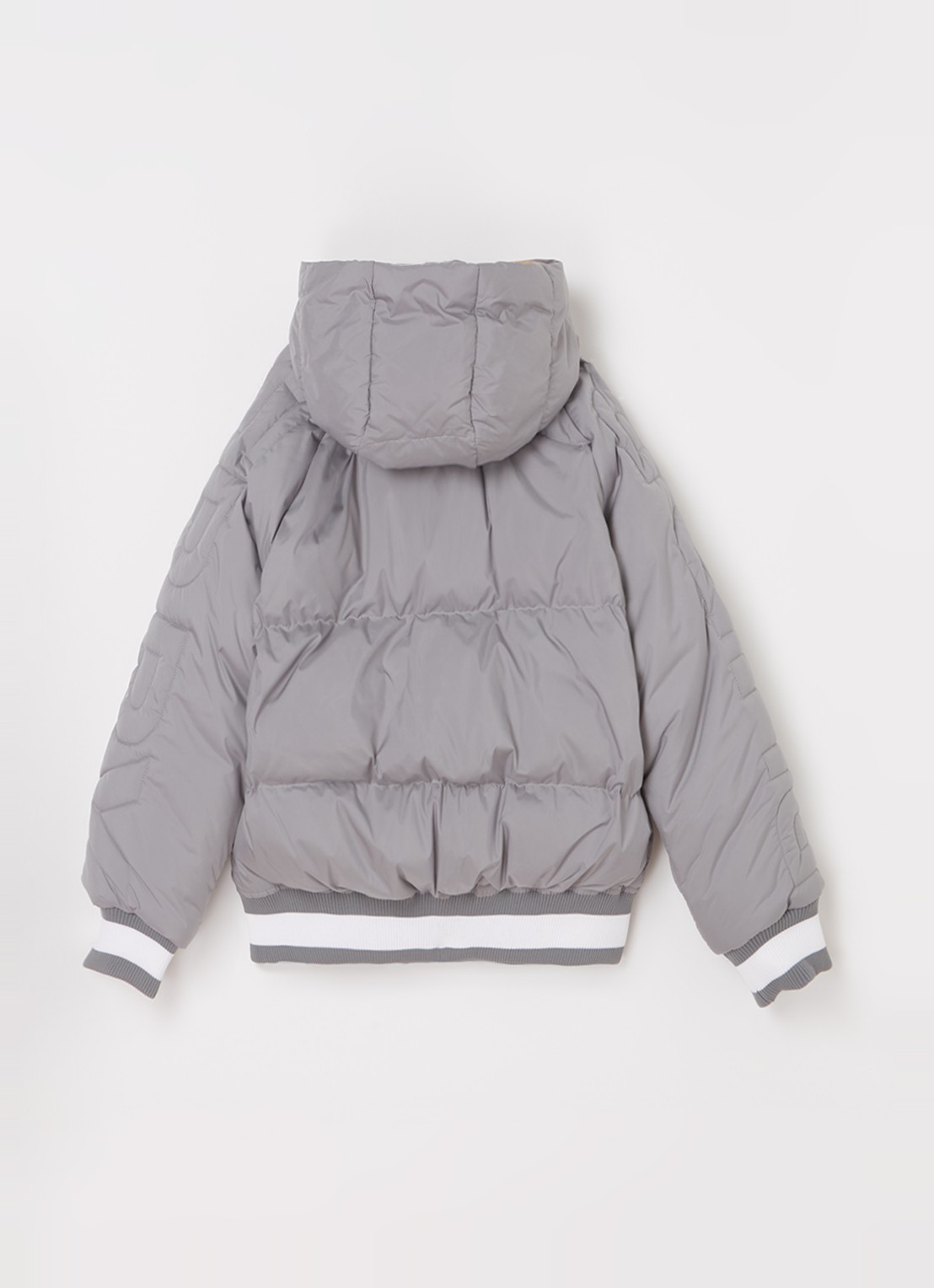 Burberry Landry gewatteerde jas met donsvulling en capuchon - achterkant 3 lichtgrijs