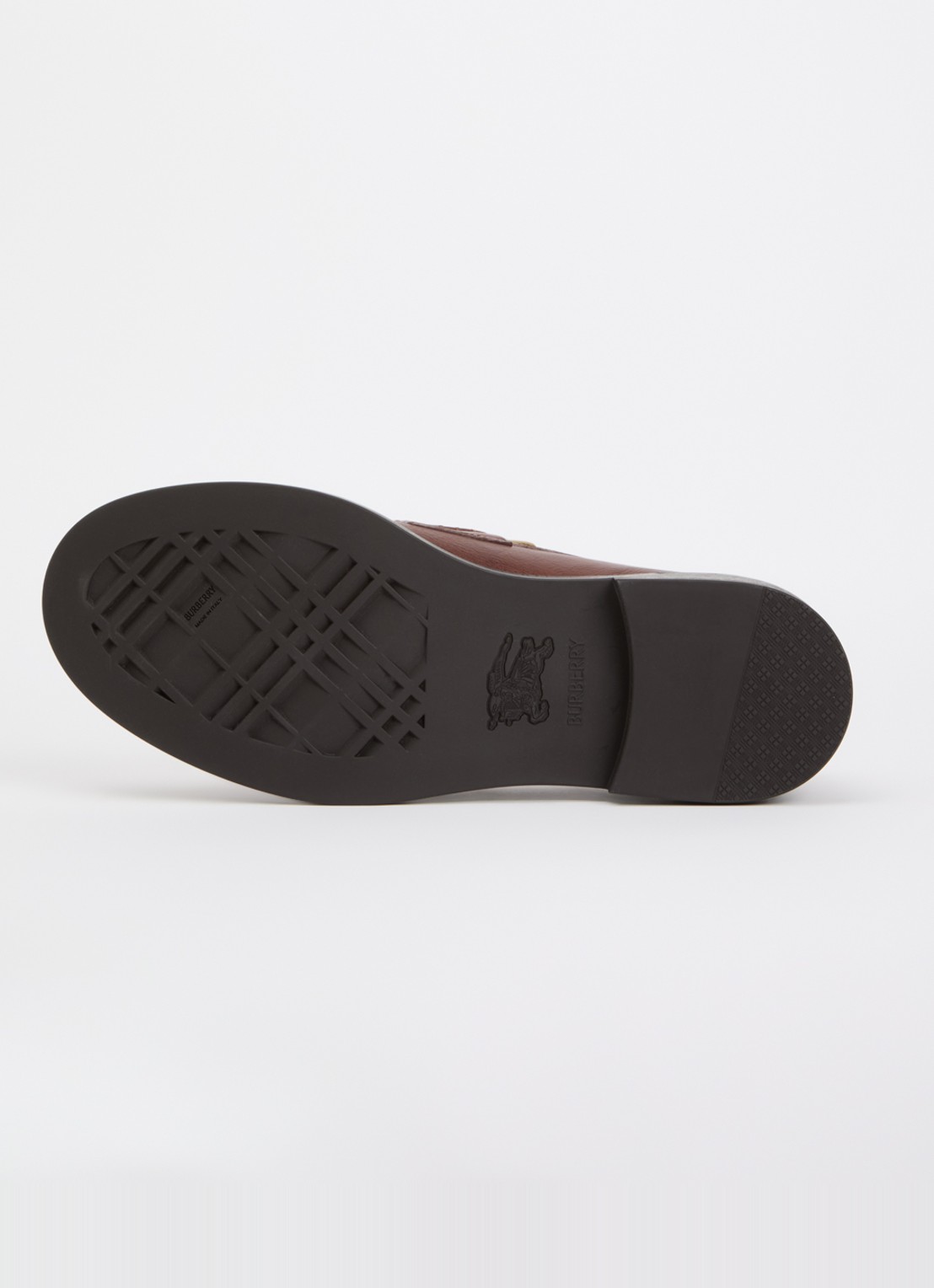 Burberry Loafer van kalfsleer met ruit dessin - detail 3 hazelnootbruin