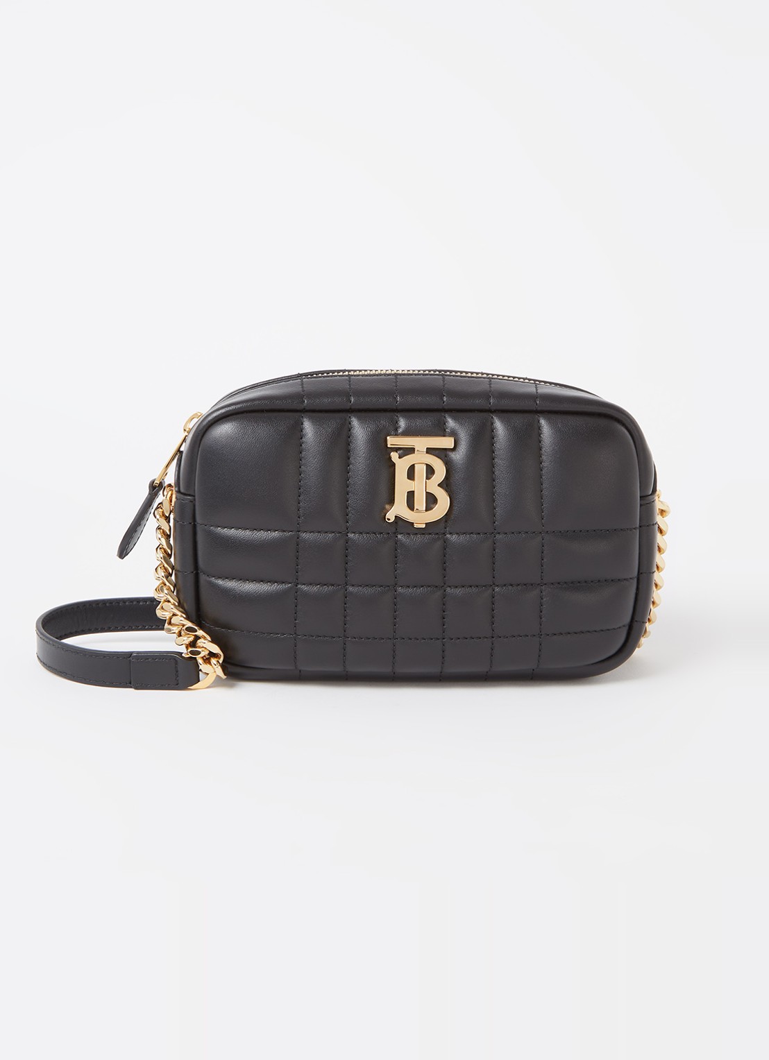 Burberry Lola crossbodytas van quilted lamsleer met logo - voorkant 5 zwart