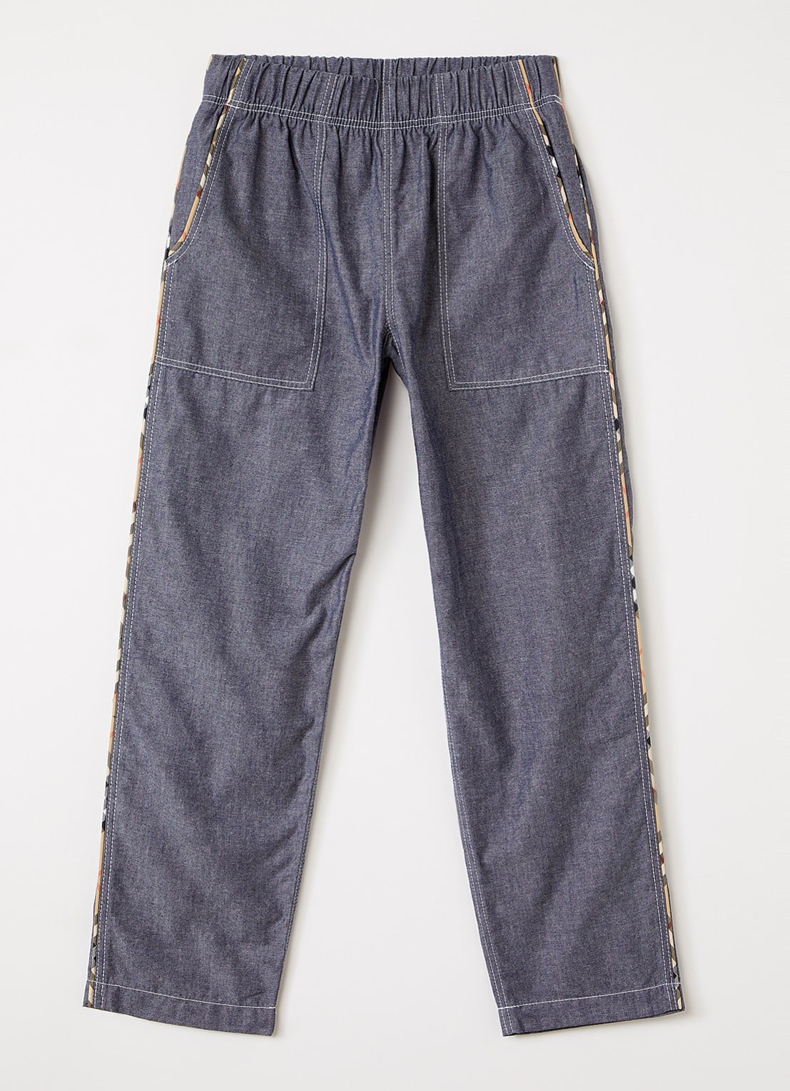 Burberry Loose fit broek van chambray - voorkant blauw