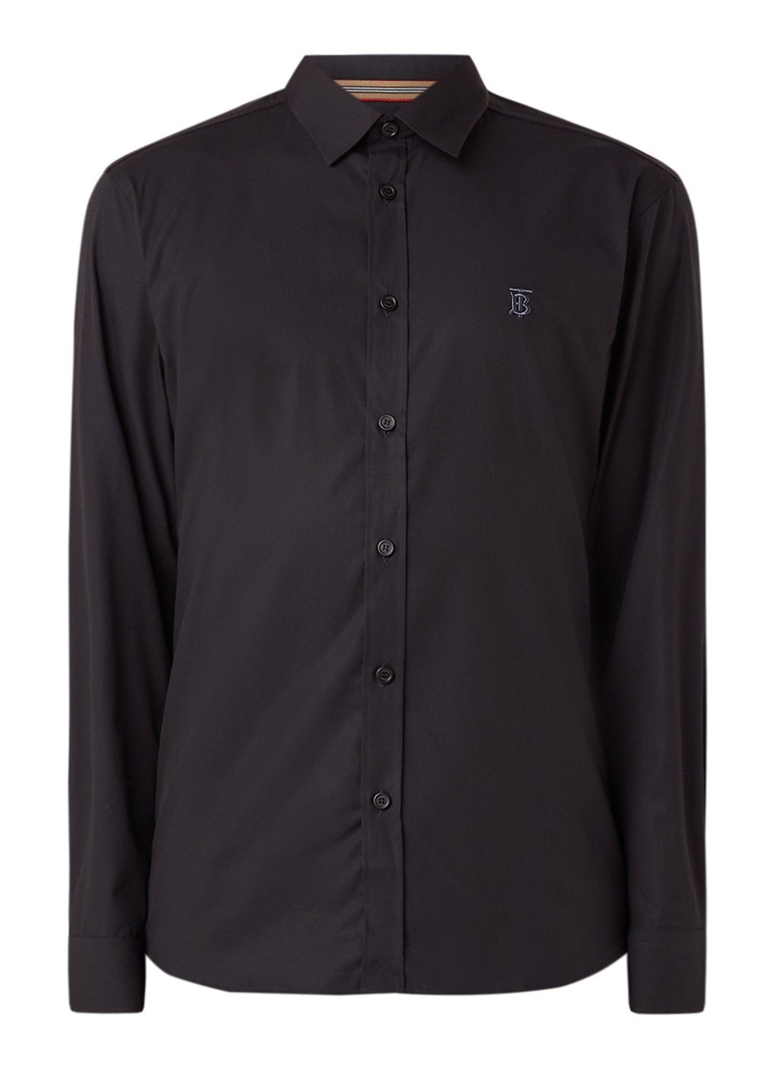 Burberry Louis regular fit overhemd met logoborduring - voorkant 2 zwart